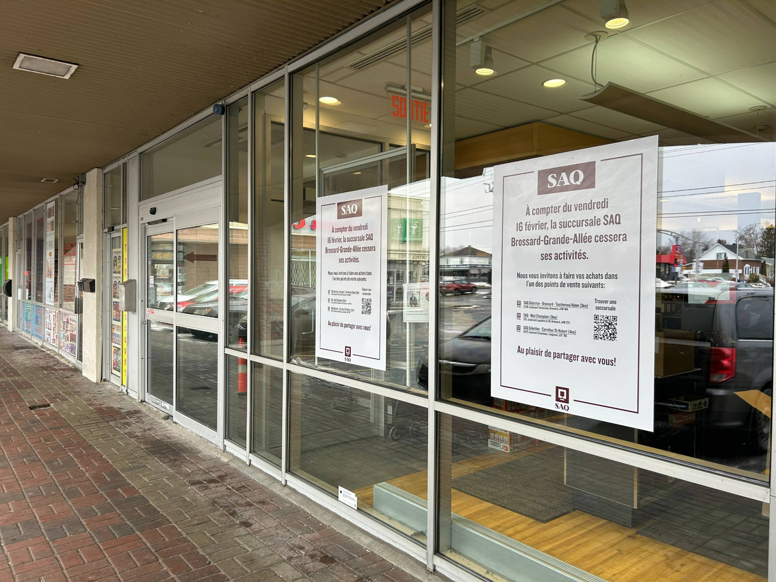 Brossard : fermeture soudaine de la SAQ sur Grande-Allée