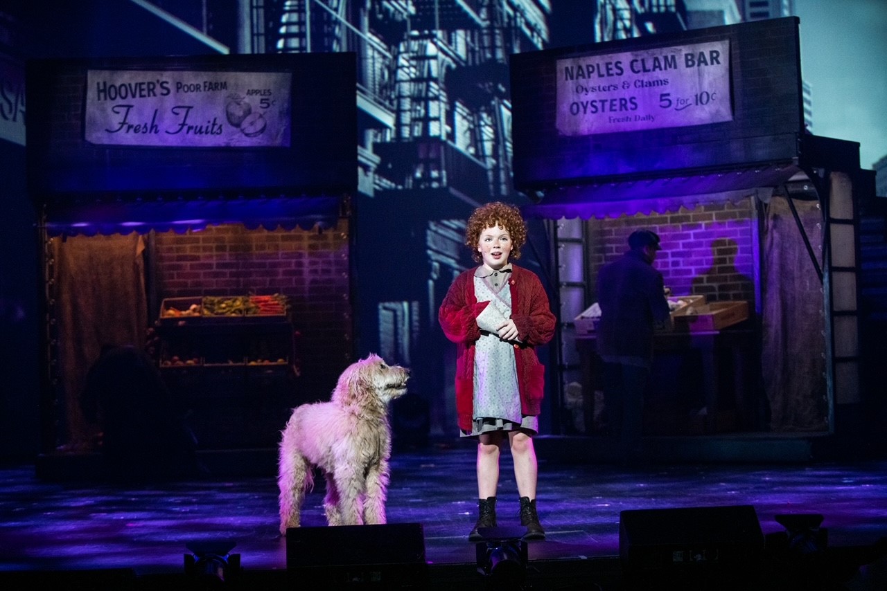 La chienne Chloée sur scène dans la comédie musicale Annie