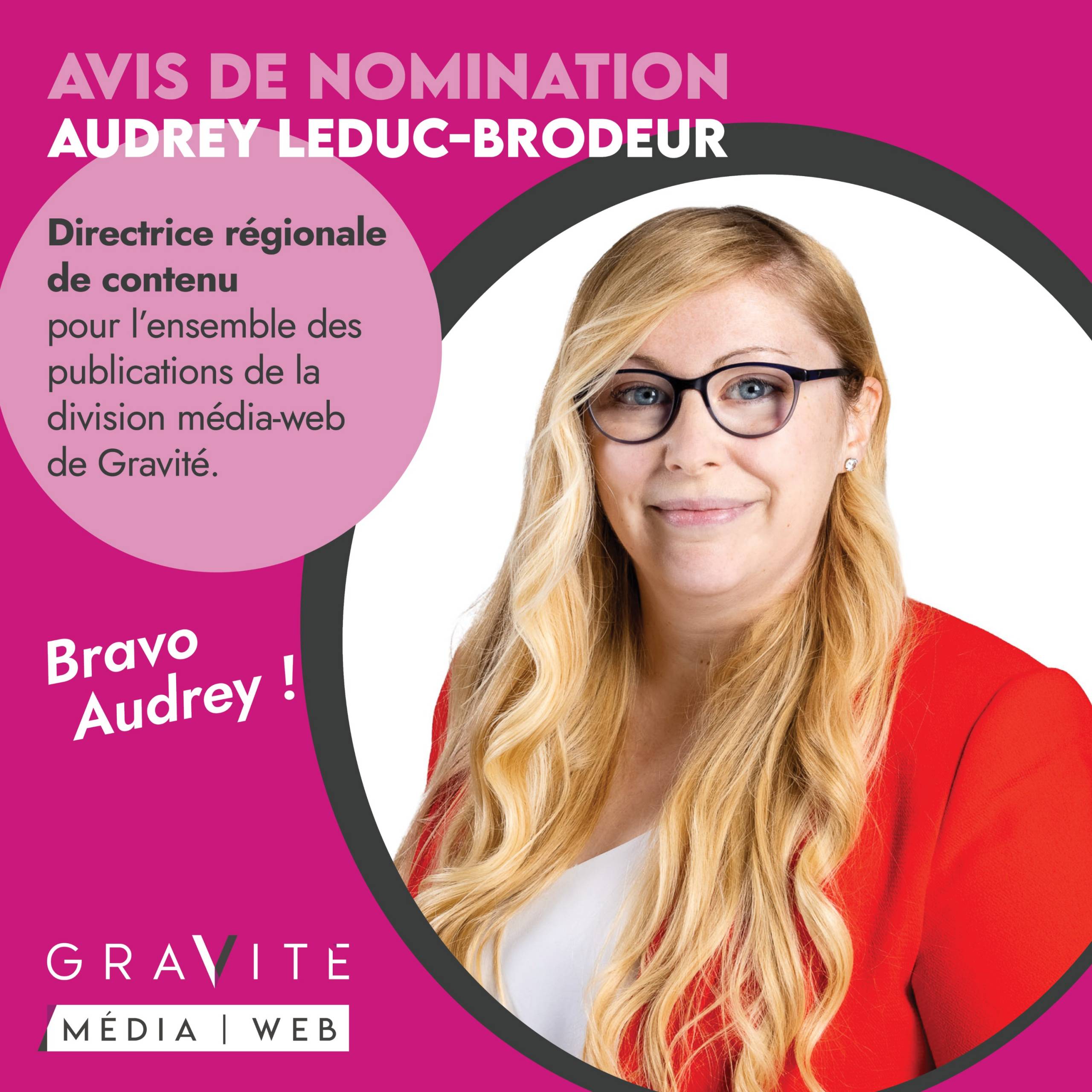 Avis de nomination Audrey Leduc-Brodeur