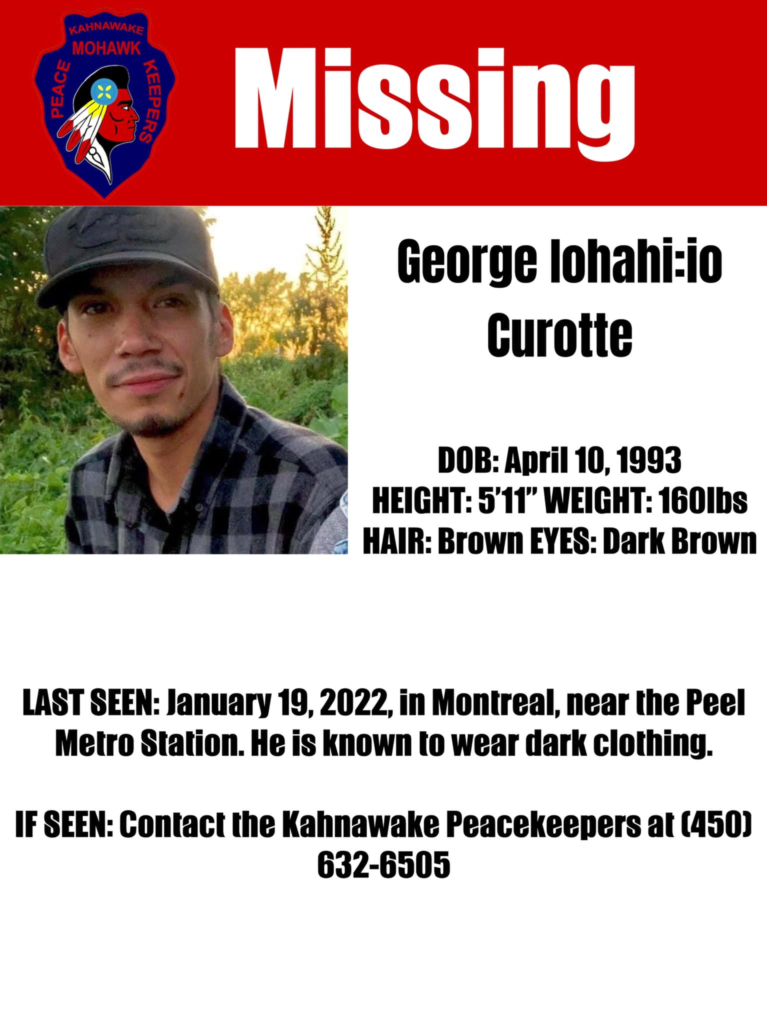 RETROUVÉ – Avis de disparition pour un homme de Kahnawake