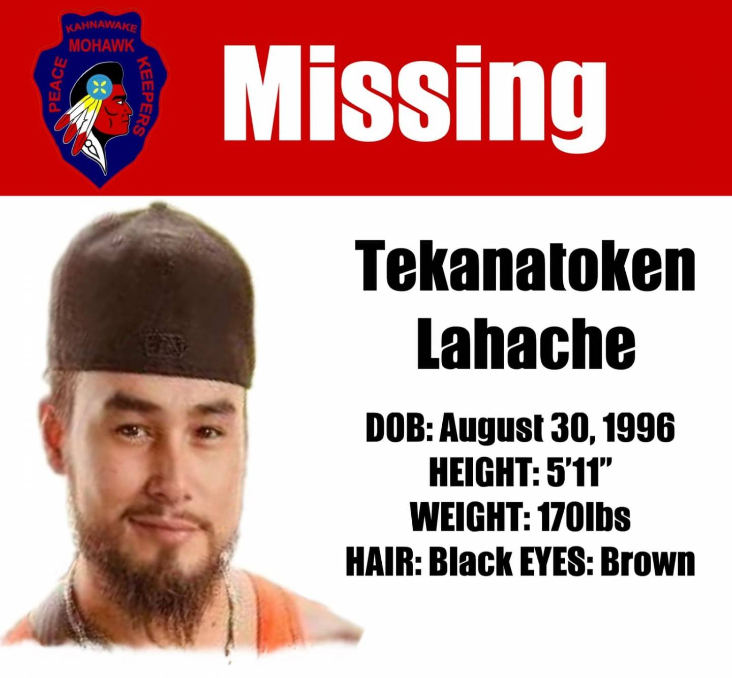 Jeune homme de Kahnawake disparu