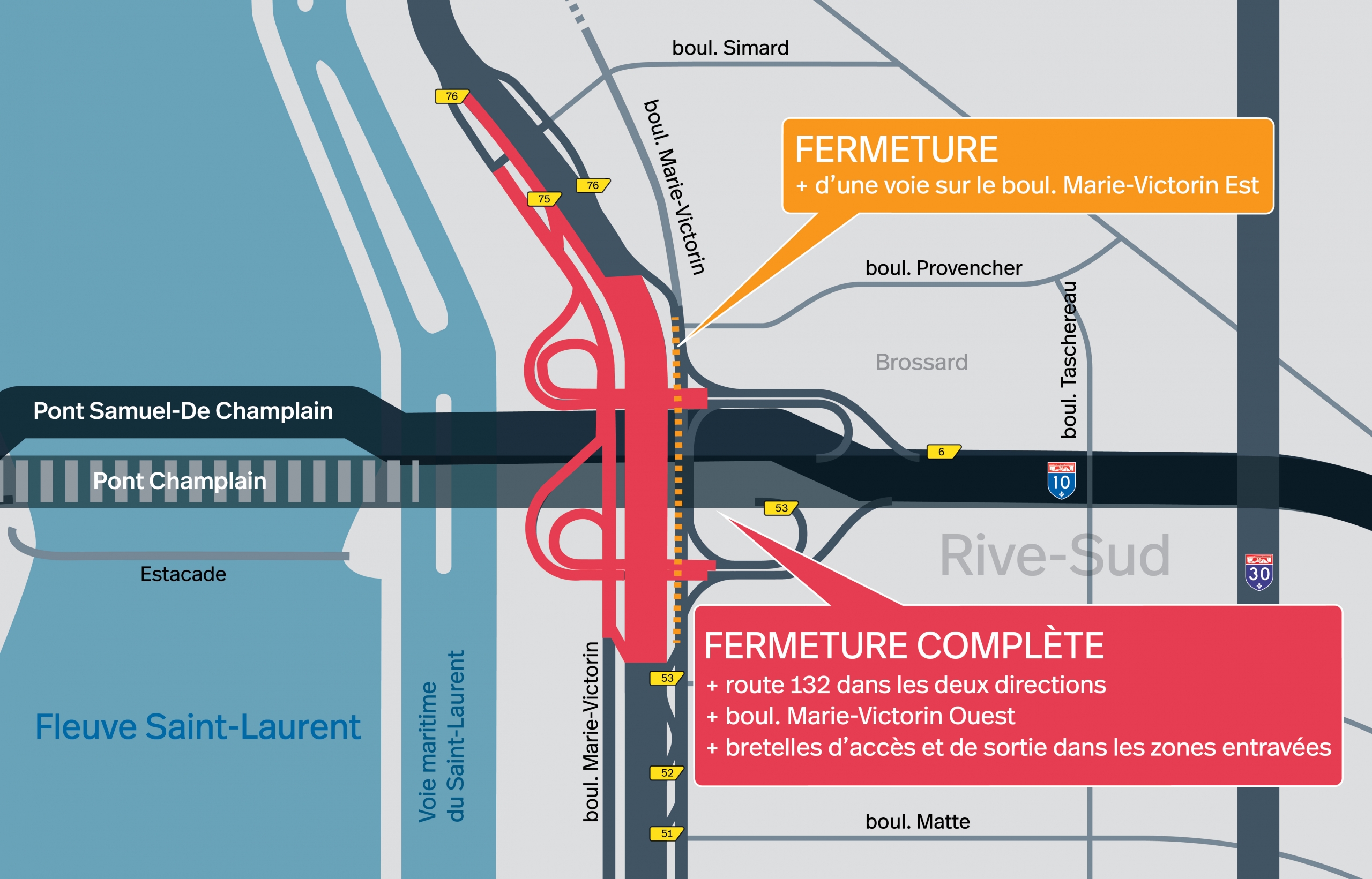 Fermeture complète d’un tronçon de la 132 en fin de semaine