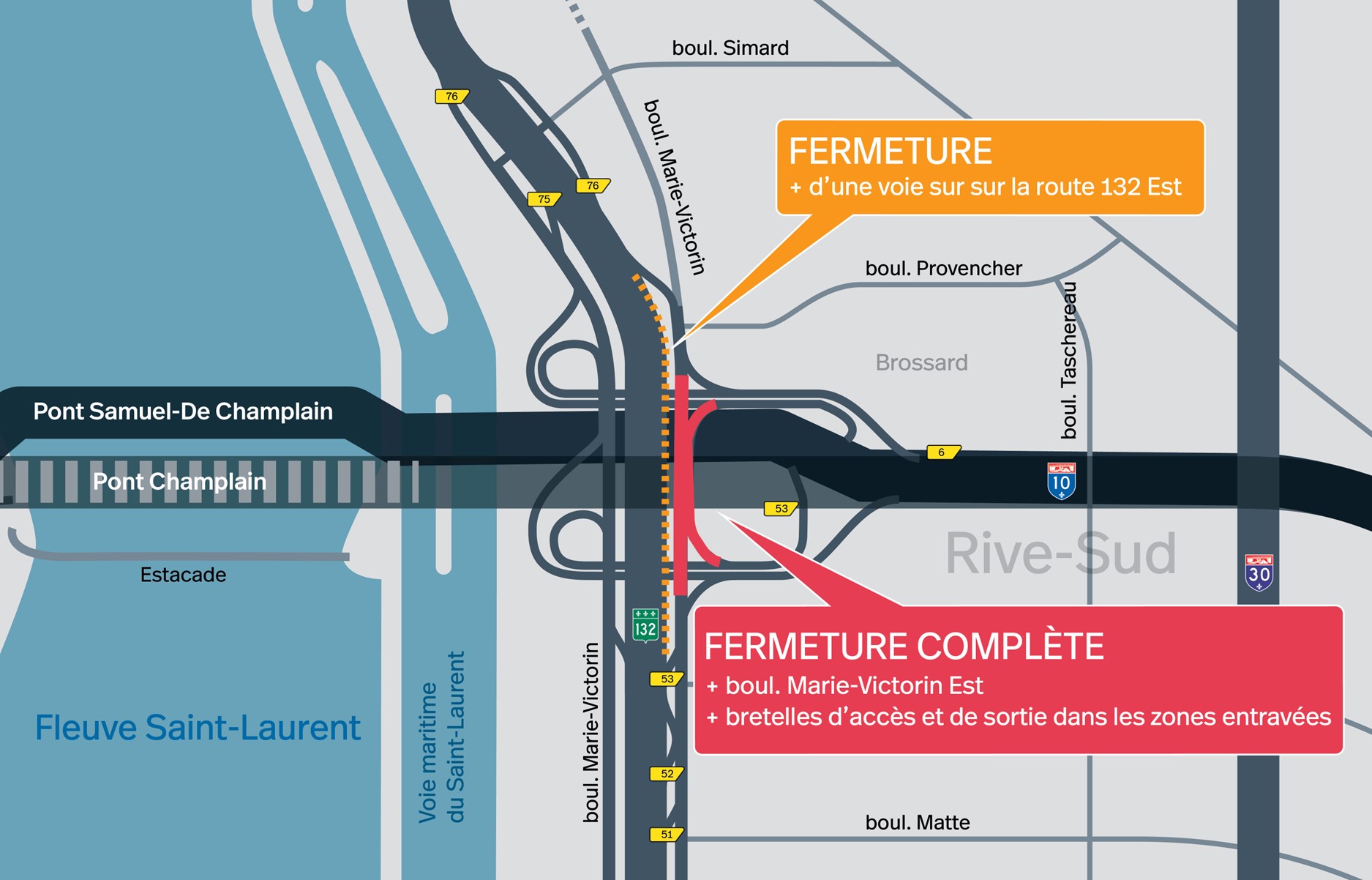 Le boul. Marie-Victorin Est fermé cette fin de semaine