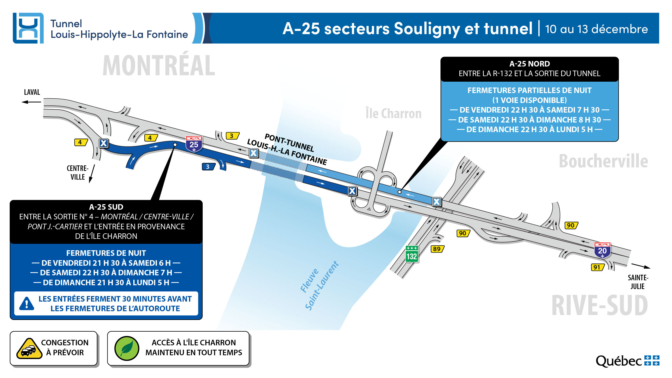 Tunnel : fermetures de nuit seulement en fin de semaine