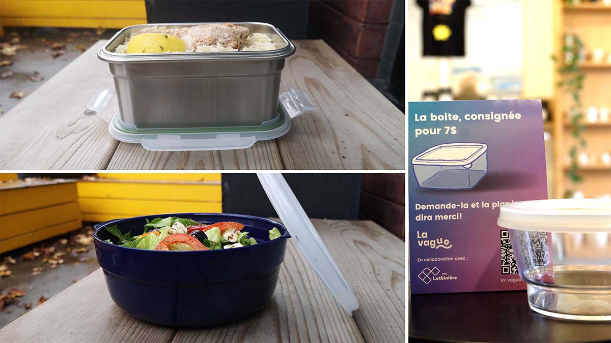 Un repas pour emporter dans un contenant à rapporter