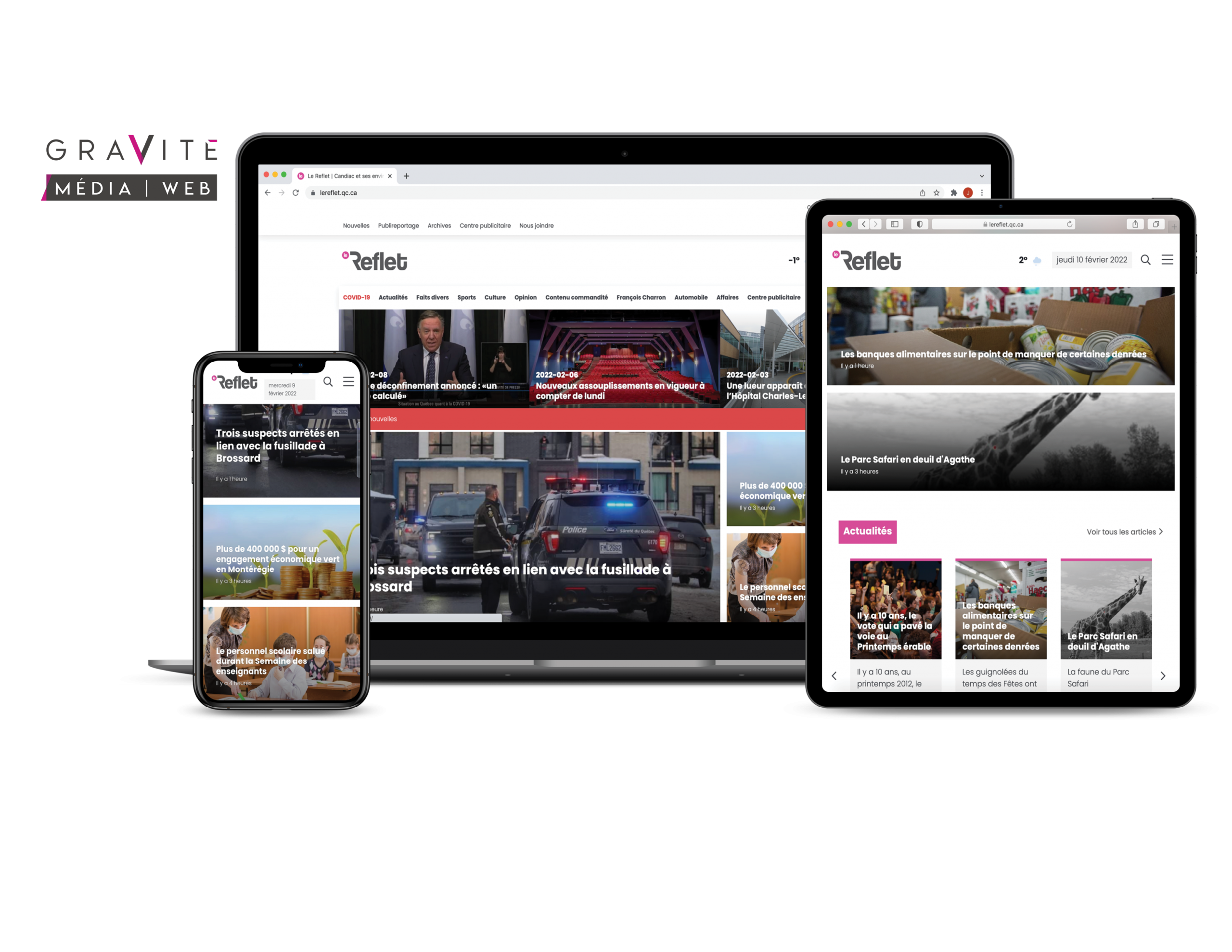 Gravité lance les nouveaux sites de ses journaux