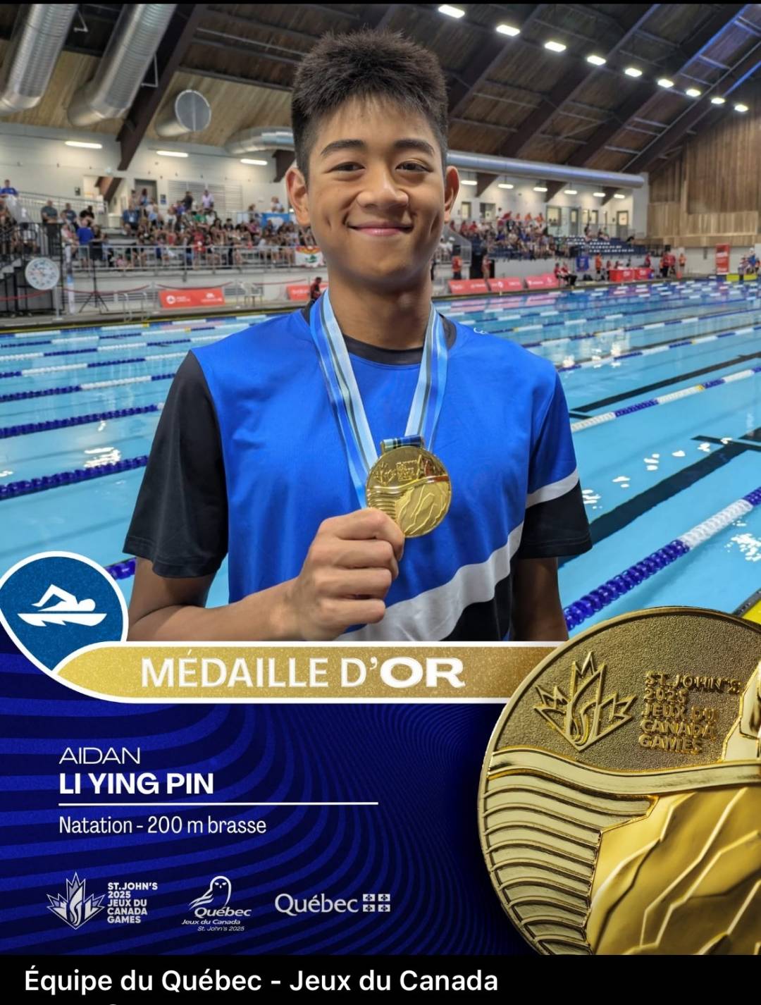 L’or aux Jeux du Canada pour un nageur de La Prairie