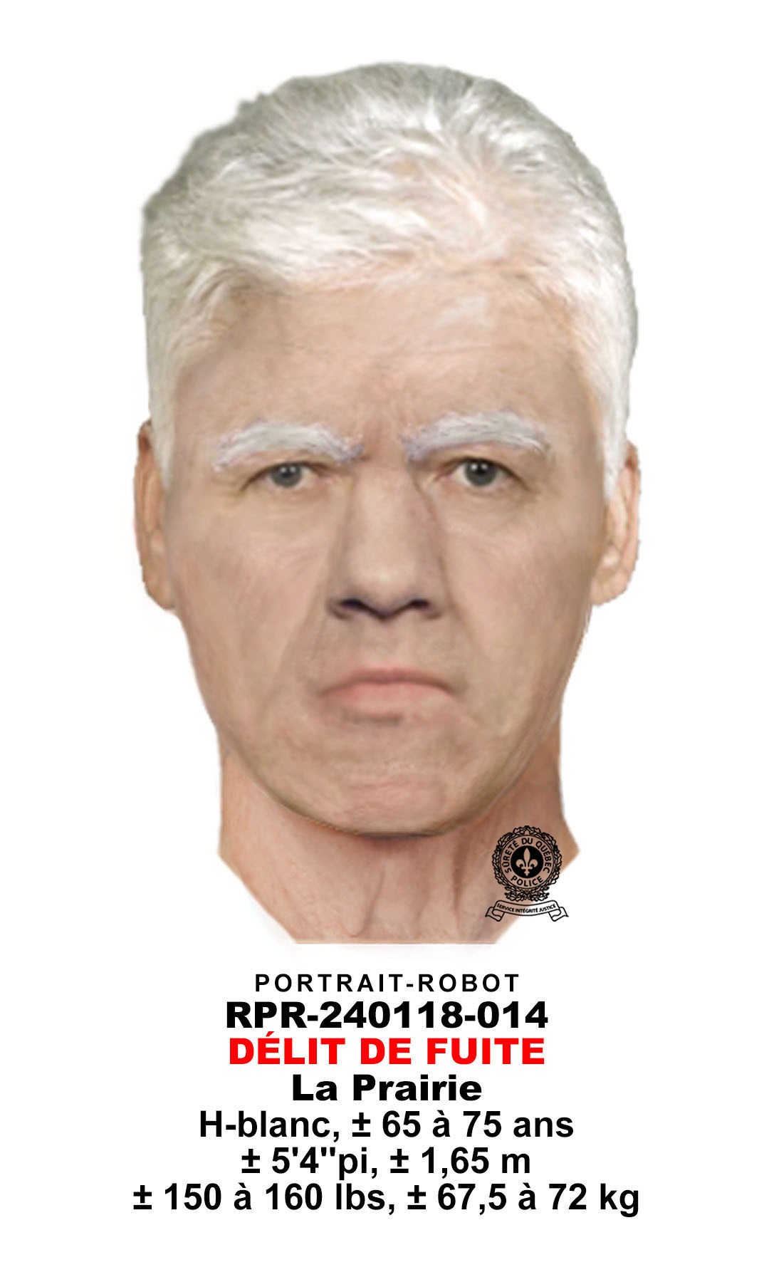 Délit de fuite à La Prairie : la police diffuse un portrait-robot