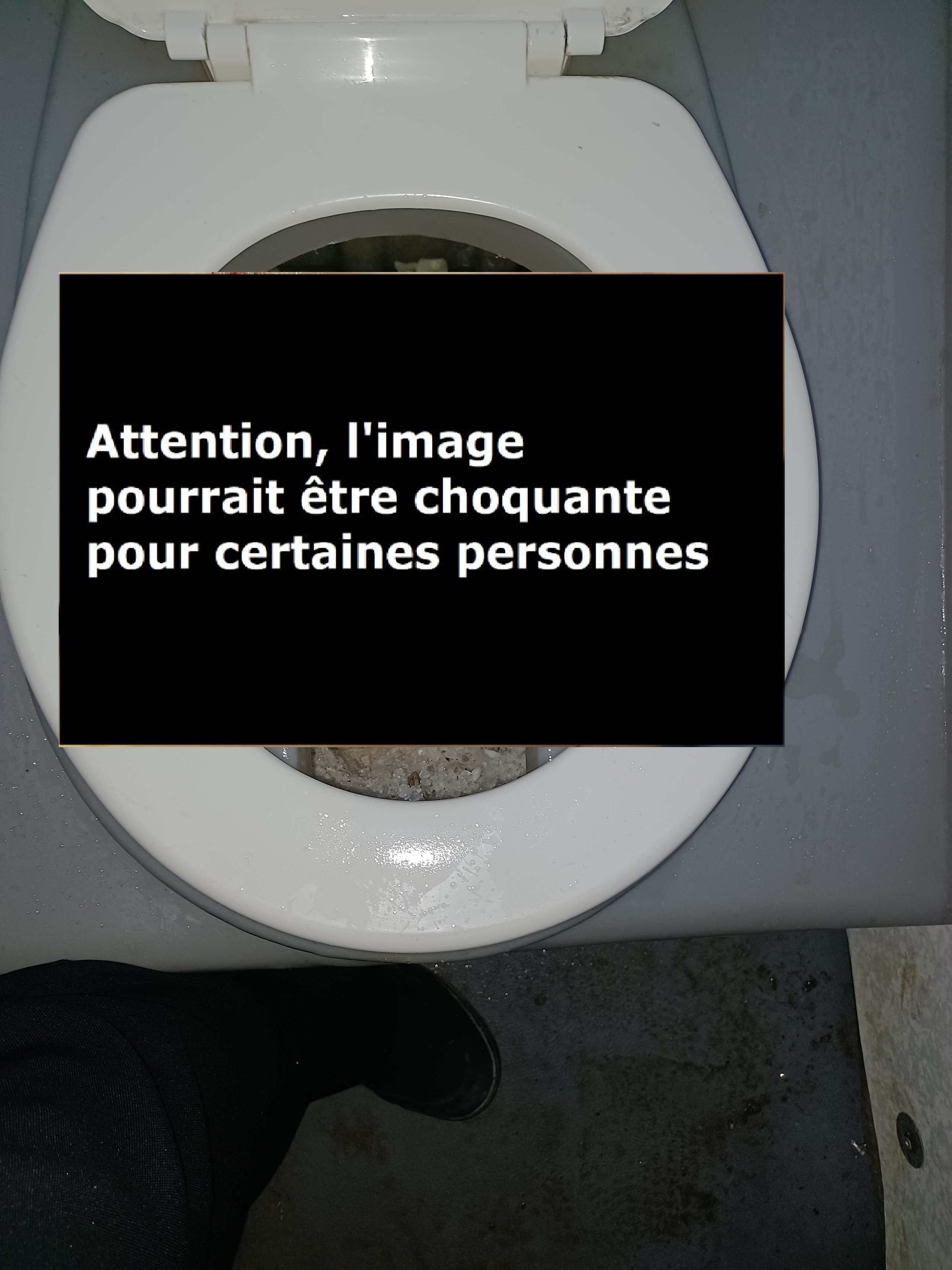 Une toilette du terminus Candiac dans un état lamentable