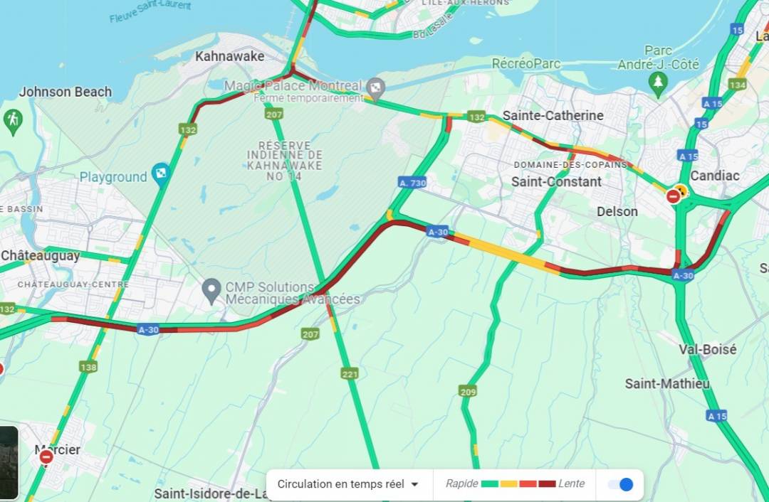 Bouchon monstre sur l&rsquo;autoroute 30 à Saint-Constant