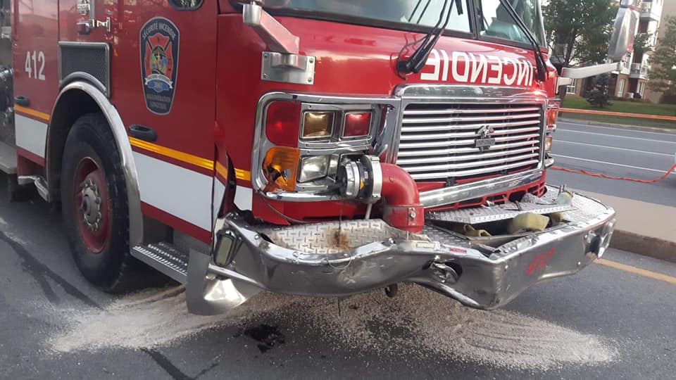 Accident impliquant un camion de pompier