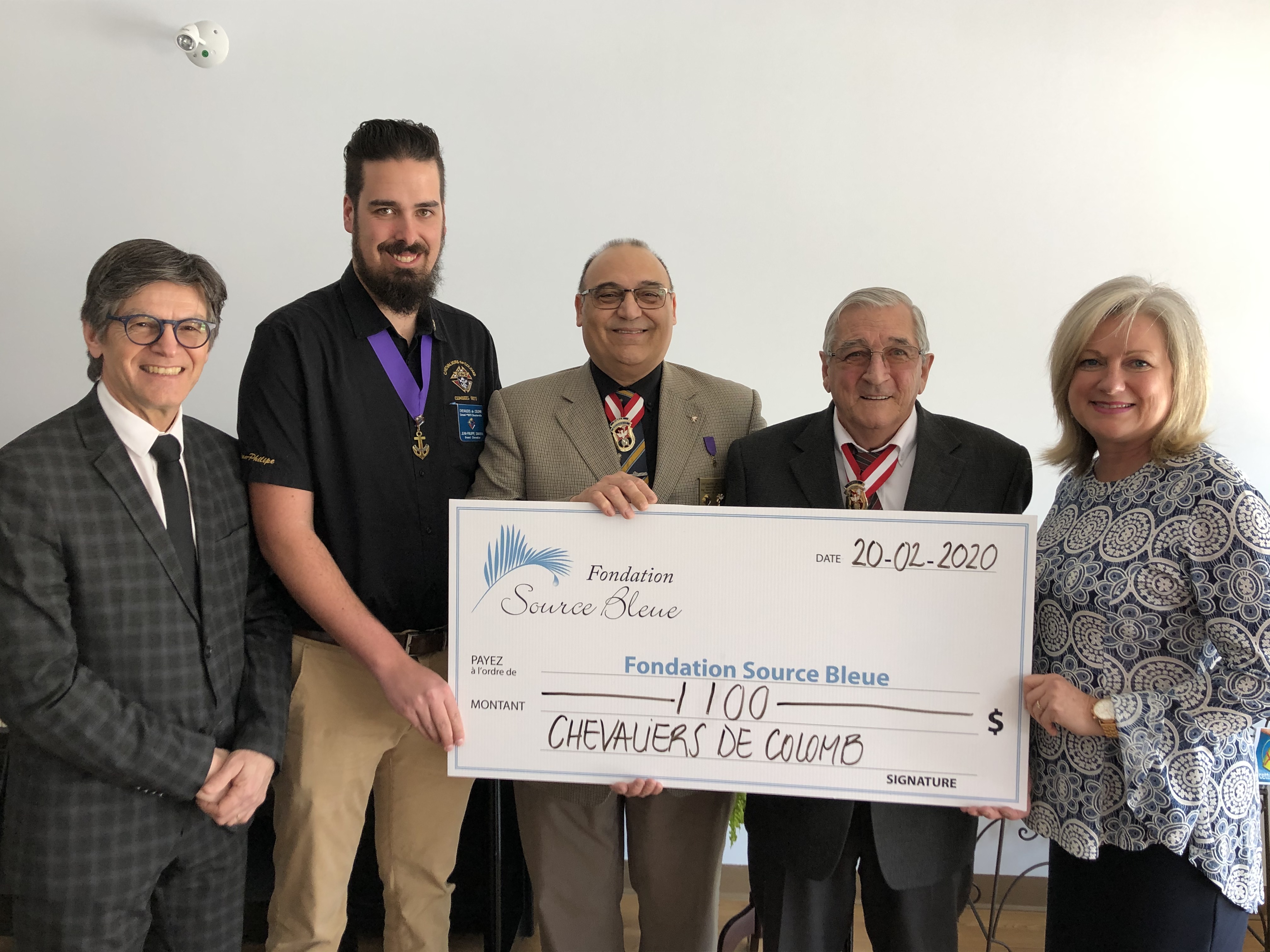 Don de 1100$ à la Fondation Source Bleue