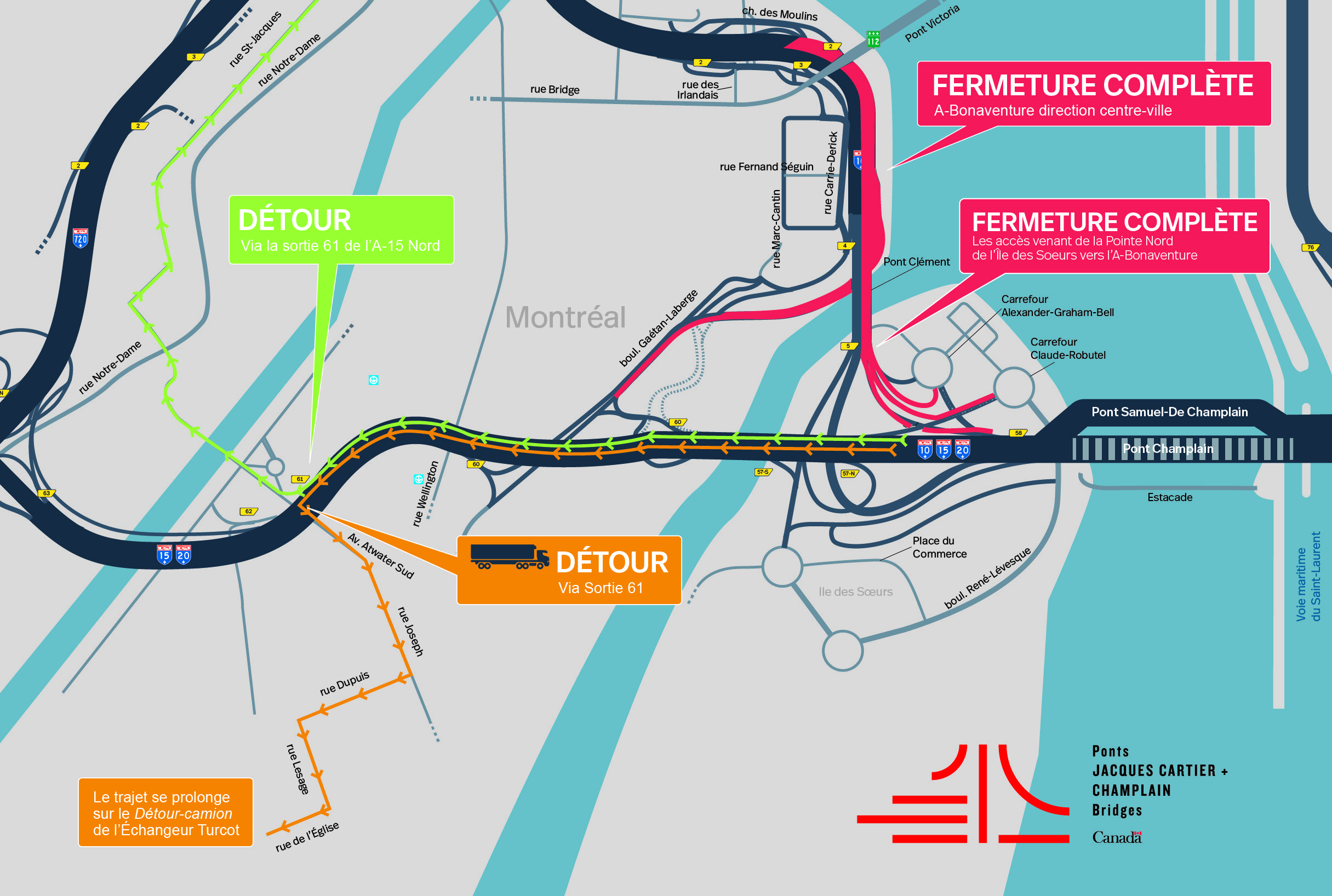 Fermeture de l&rsquo;autoroute Bonaventure en fin de semaine