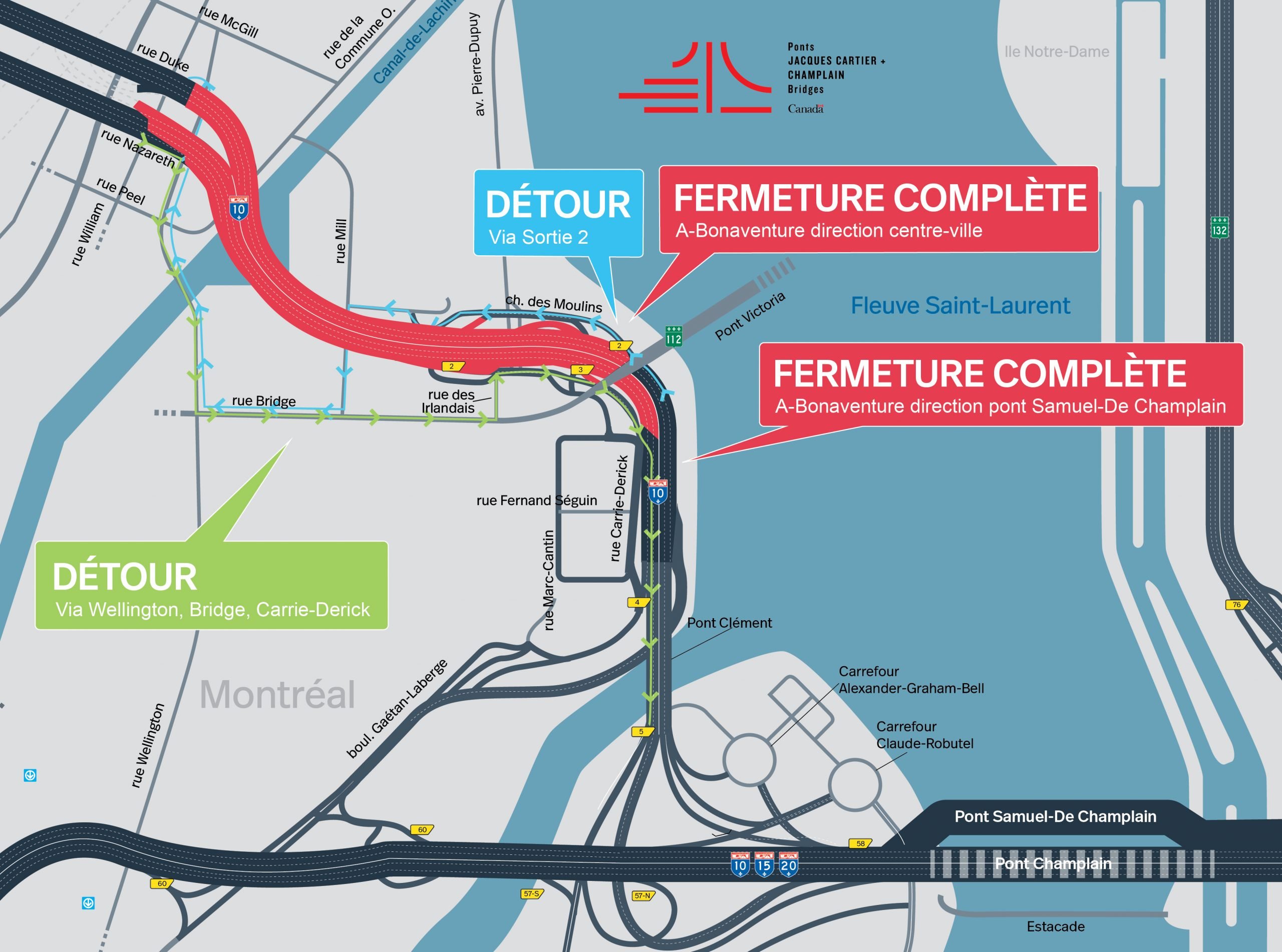 Fermeture de nuit d&rsquo;une portion de l&rsquo;autoroute Bonaventure
