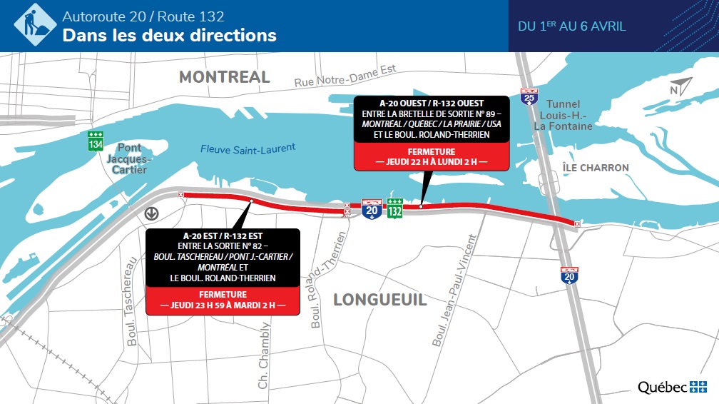 La R-132 fermée au cours de la fin de semaine des Pâques