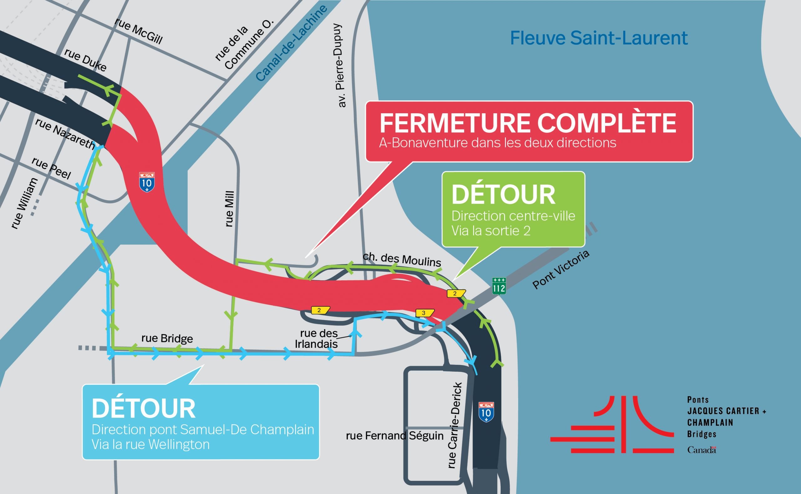 Fermeture de nuit de l&rsquo;autoroute Bonaventure