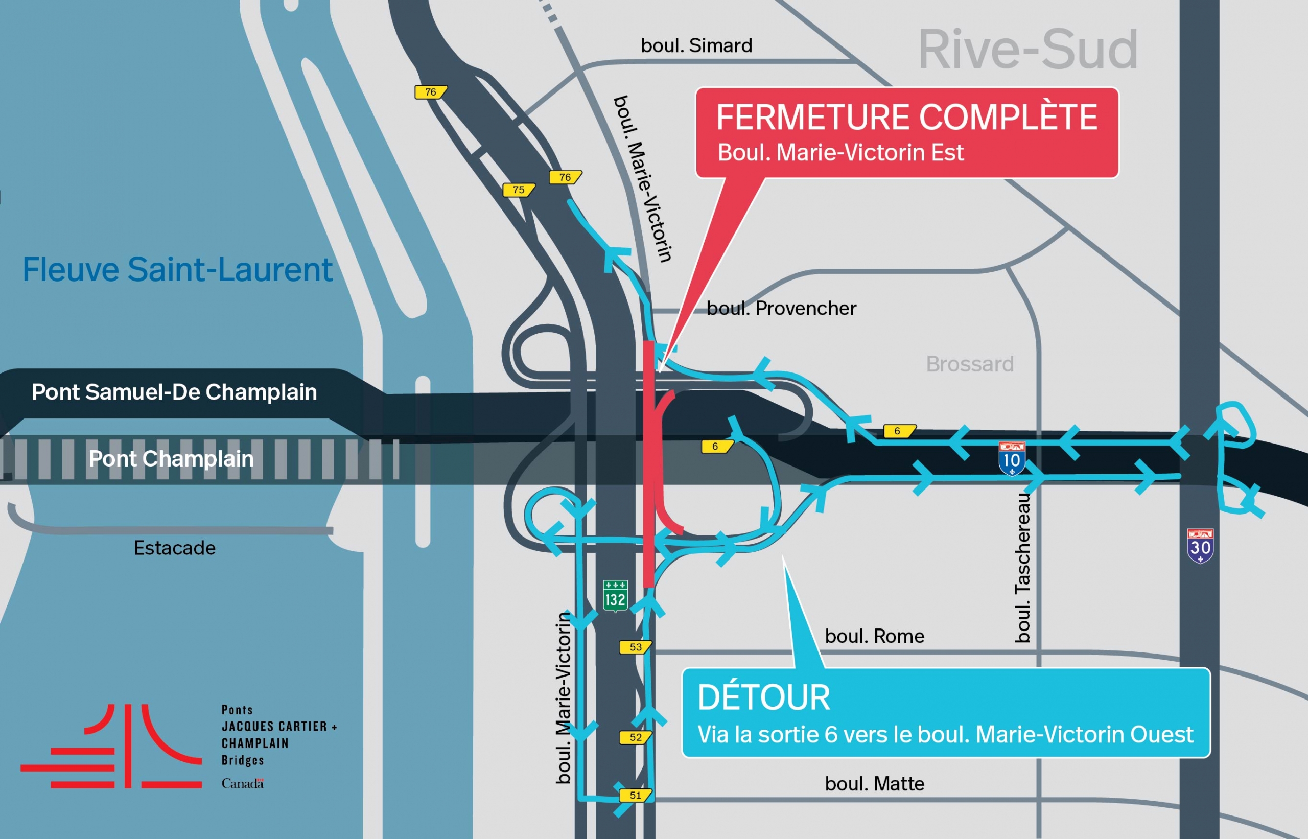 Le boulevard Marie-Victorin Est fermé à Brossard