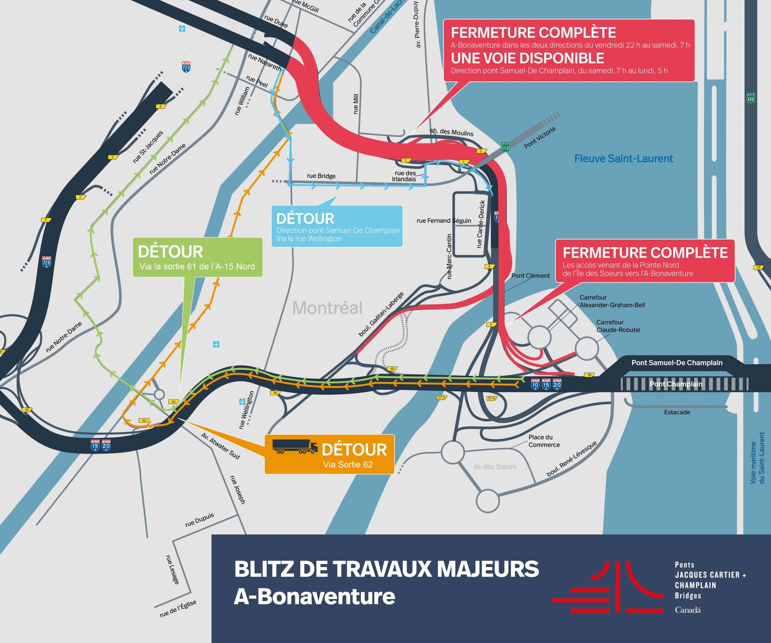 Autoroute Bonaventure : d'importantes entraves en fin de semaine