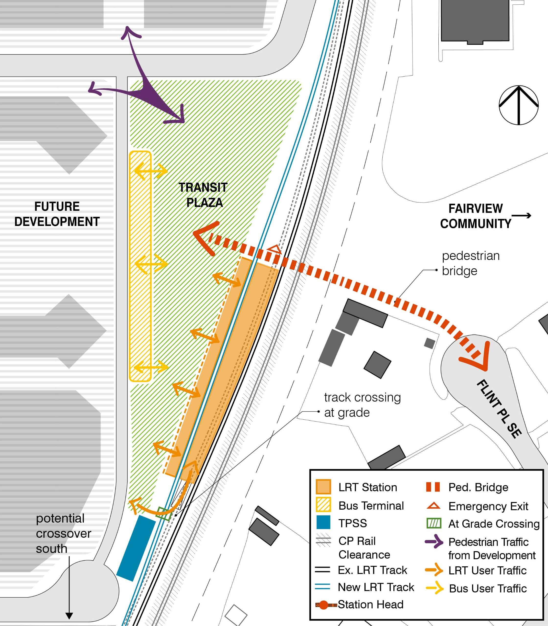 Overview of Option 3 including pedestrian movement.