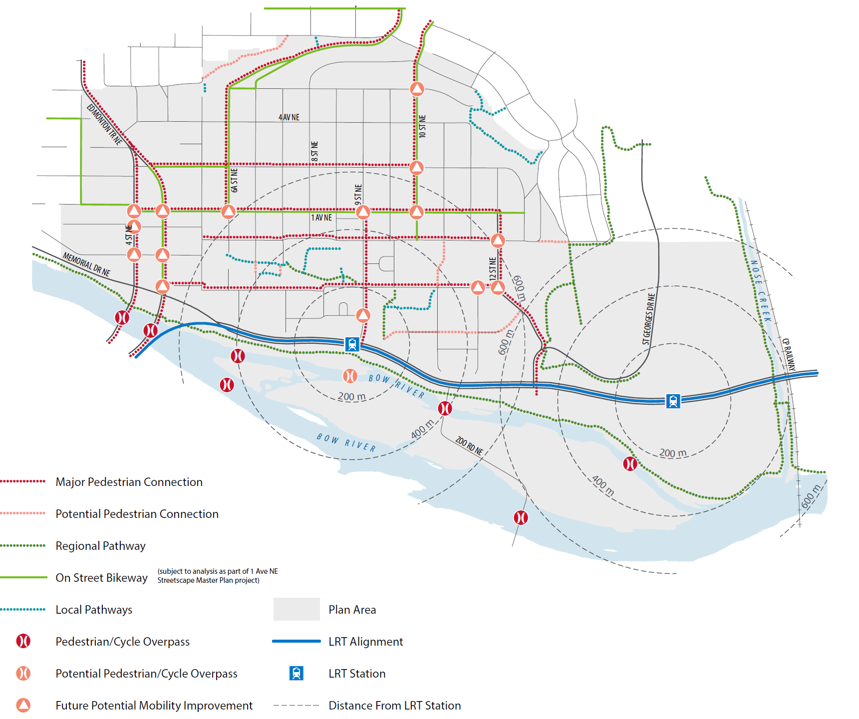 Mobility map, cycle and pedestrian.