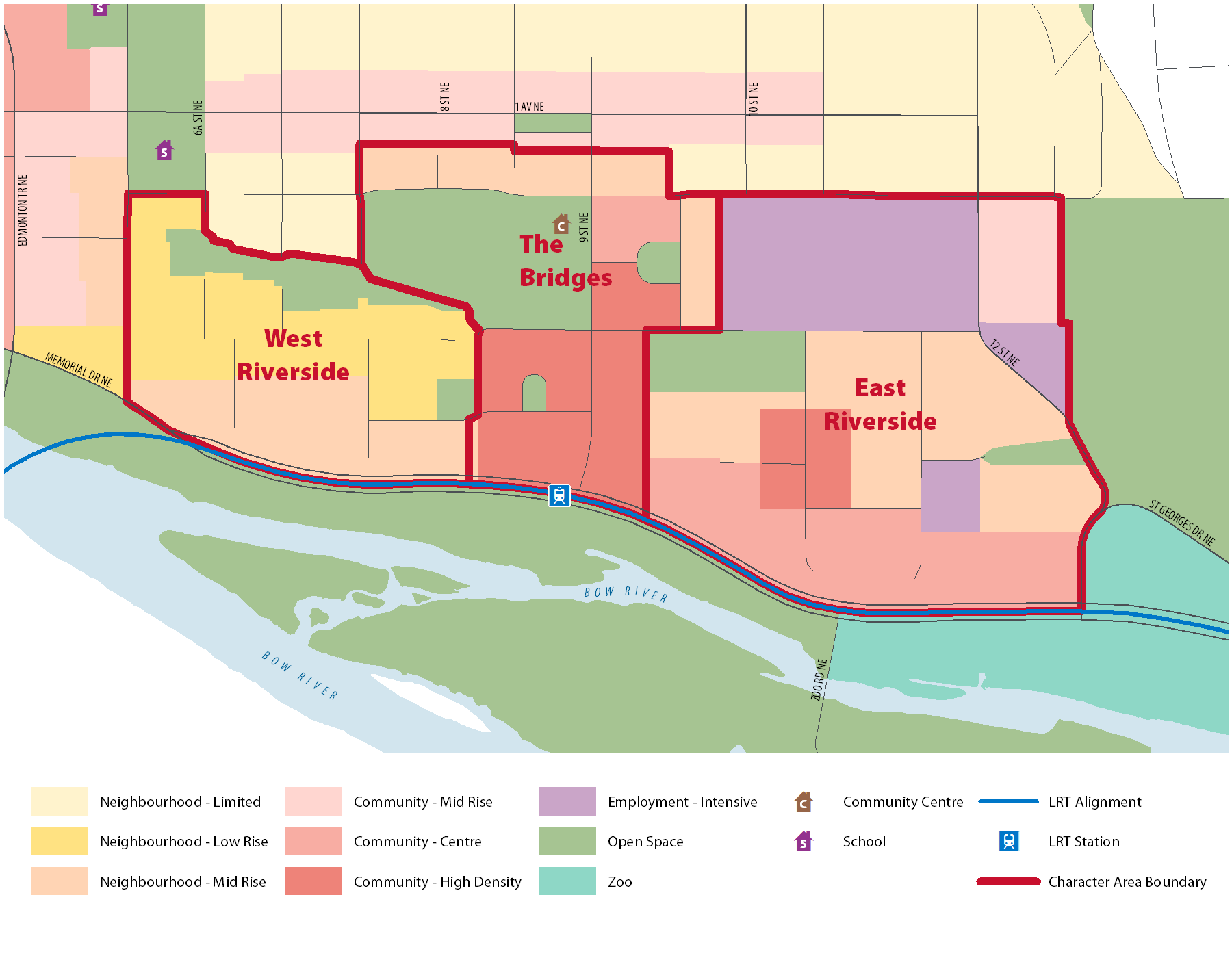 heights and uses in bridges, west and east riverside - Bridgeland