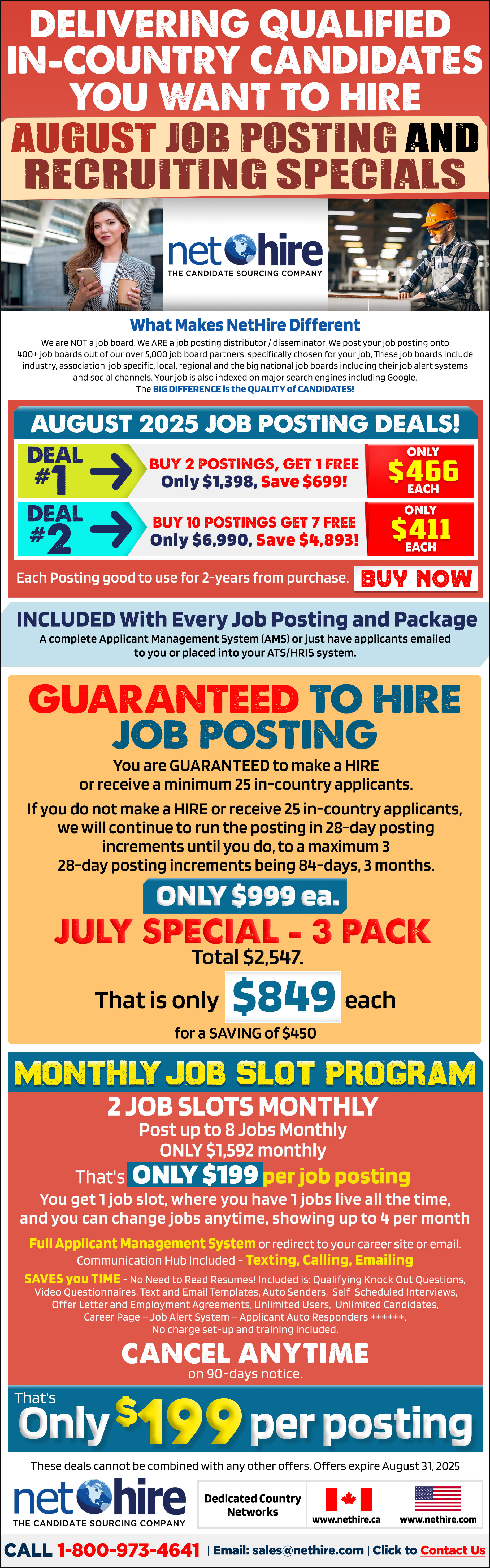 Current NetHire Promotions