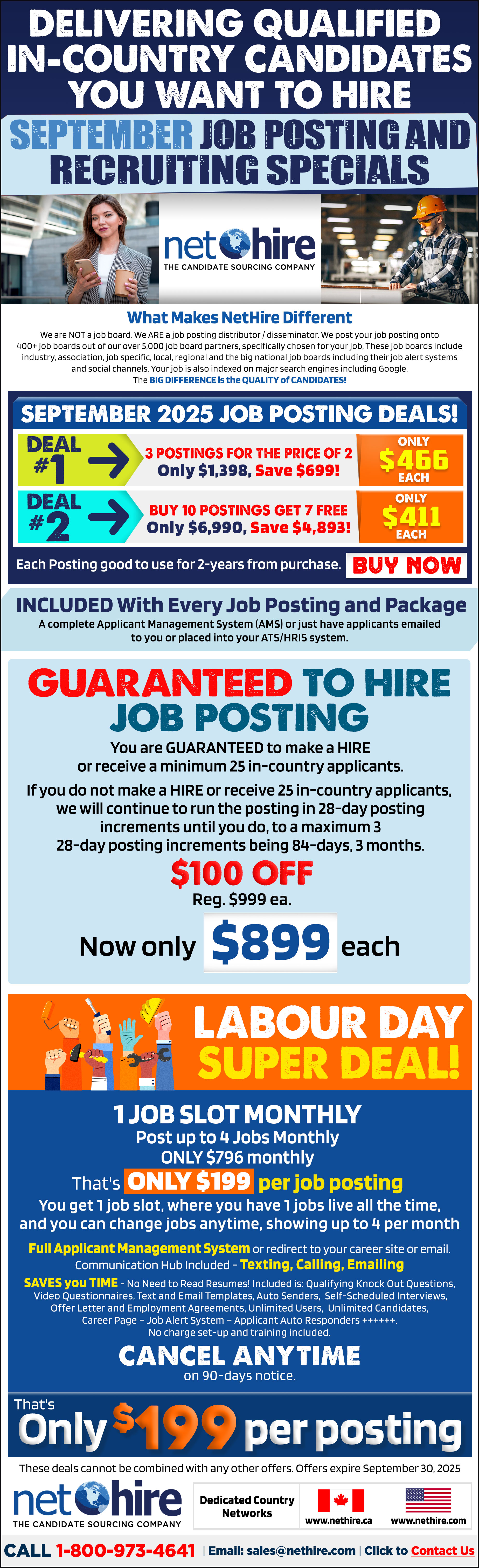 Current NetHire Promotions
