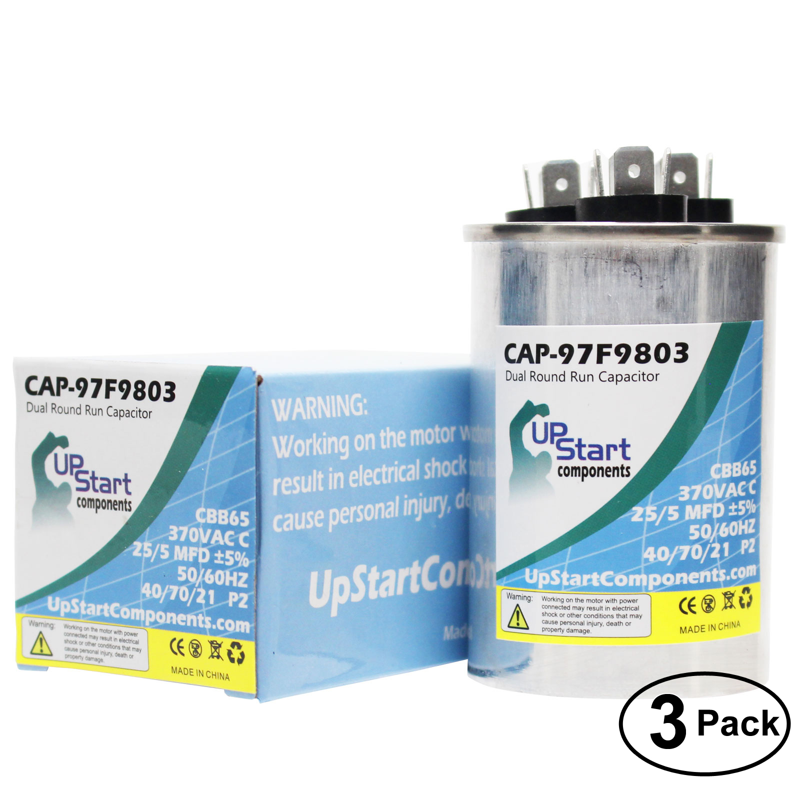 5x 25//5 MFD 370 Volt Dual Round Run Capacitor for Carrier 38AY0183000021