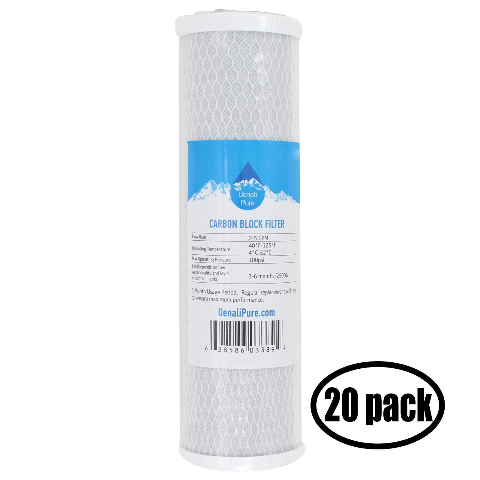 Universal 10 inch Filter for H2O Distributors H2OUCF02 Dual Stage Under Sink System Denali