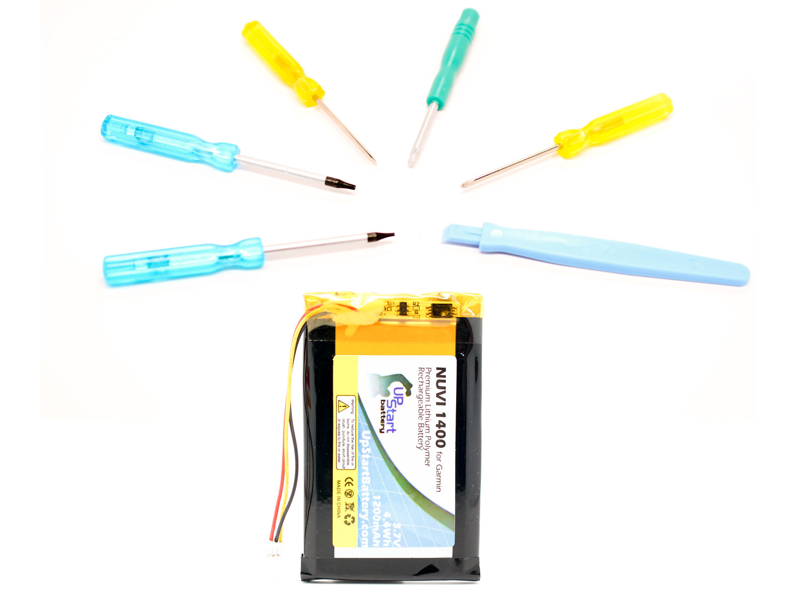 1200mAh, 3.7V, Lithium Polymer 2-Pack Garmin Nuvi 1490 Battery with Tools Kit