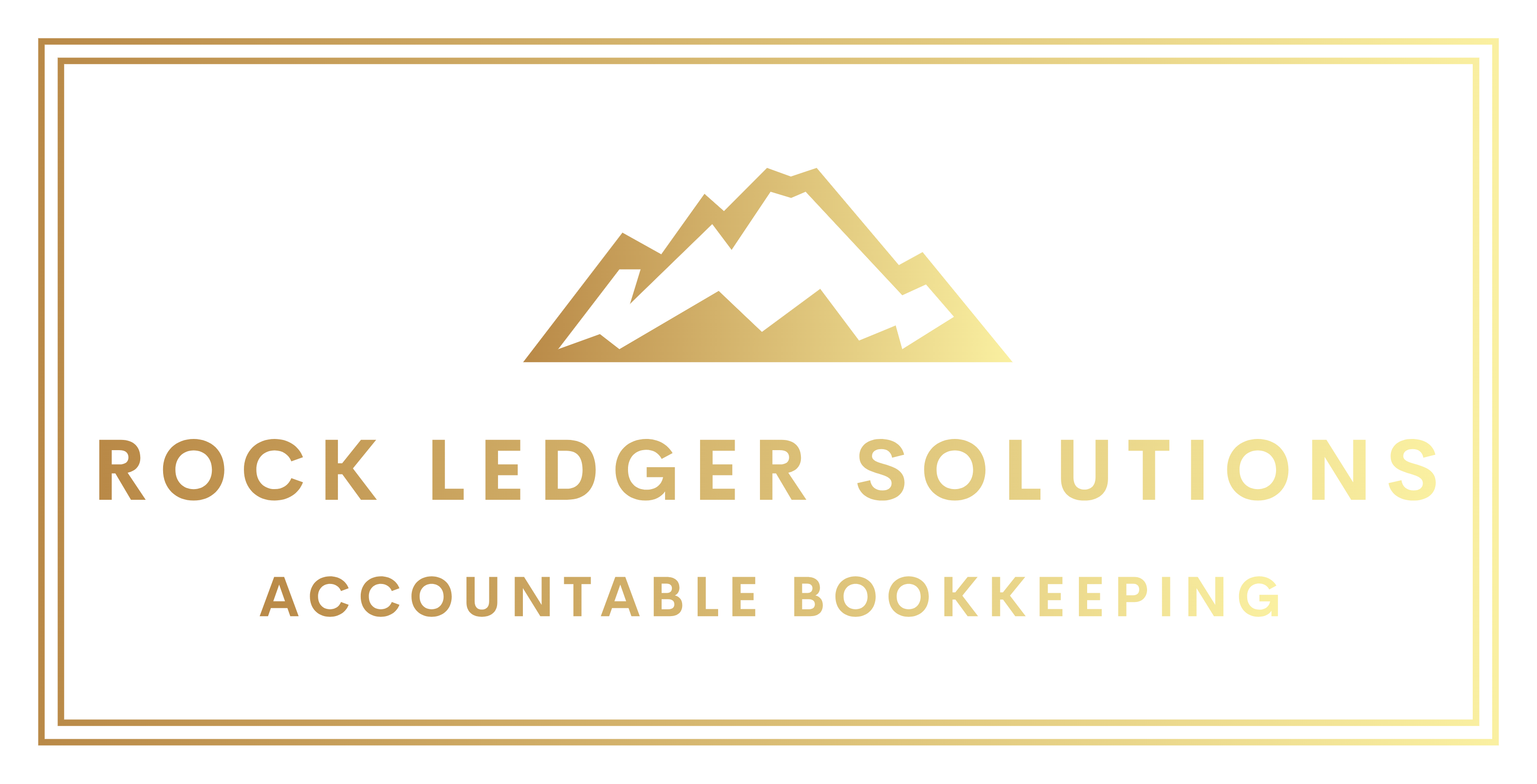 Gold logo with a mountain graphic above 