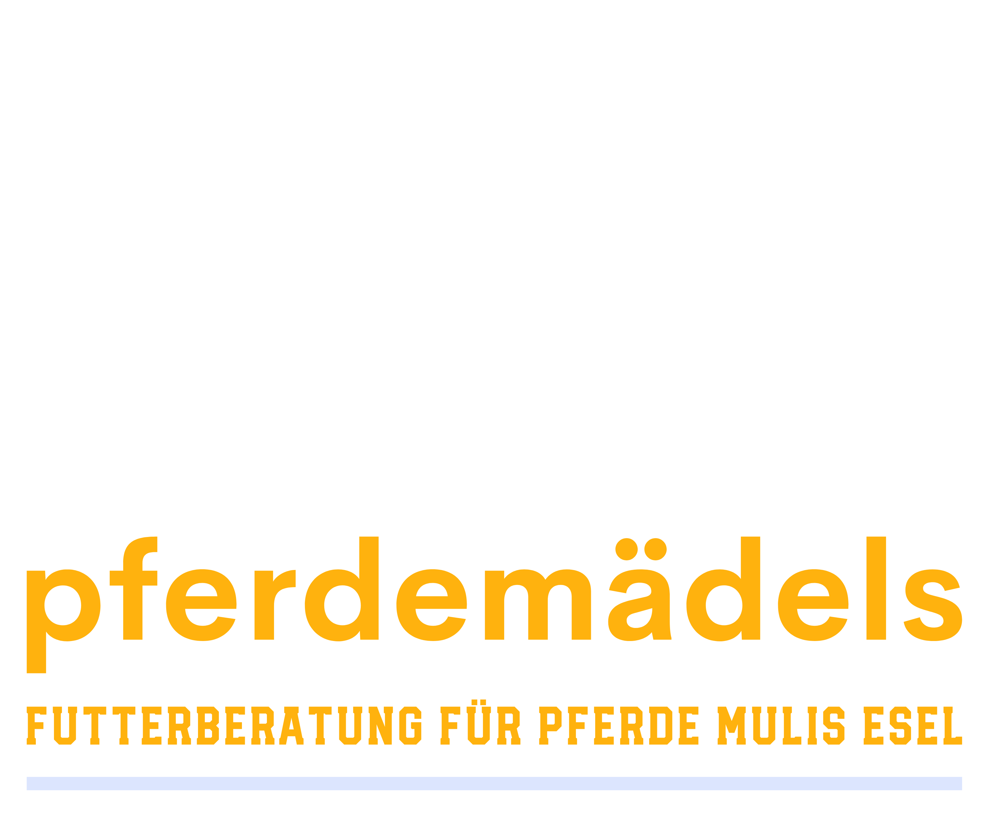 Logo mit Schriftzug pferdemädels FUTTERBERATUNG; Logotipo con la palabra pferdemädels asesoramiento nutricional