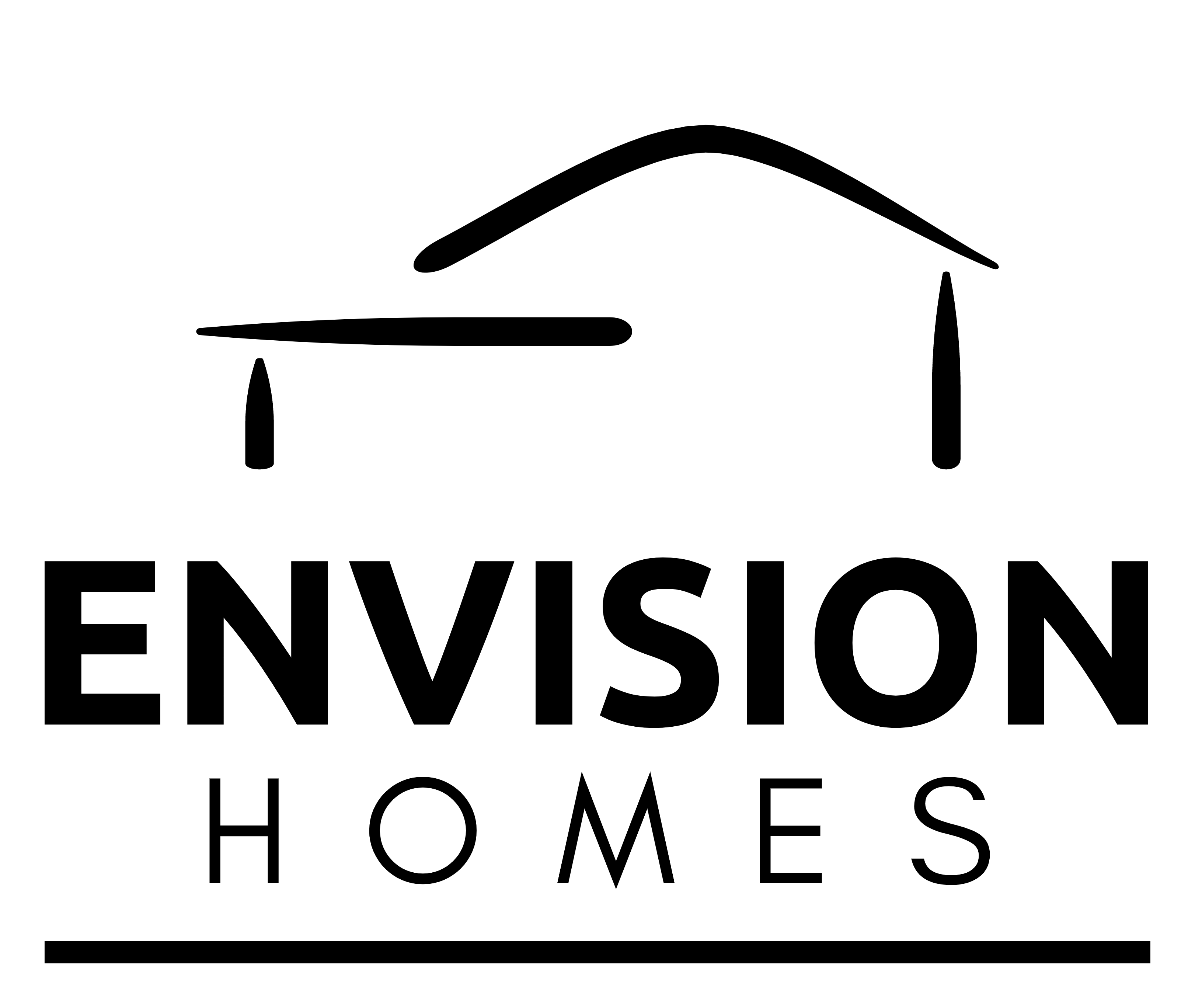 A black and white logo for envision homes , a property refurbishment company.