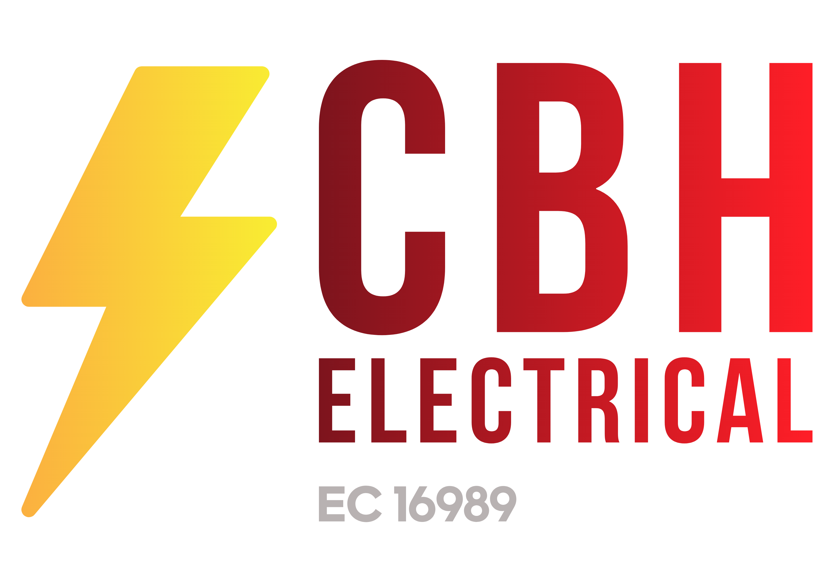 Logo for CBH Electrical, featuring a yellow lightning bolt and red letters 