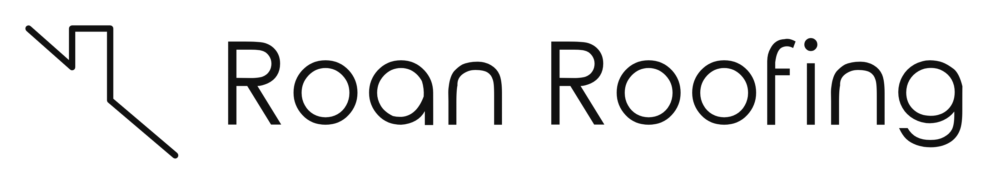 Logo for Roan Roofing, featuring a stylized roof outline next to text.
