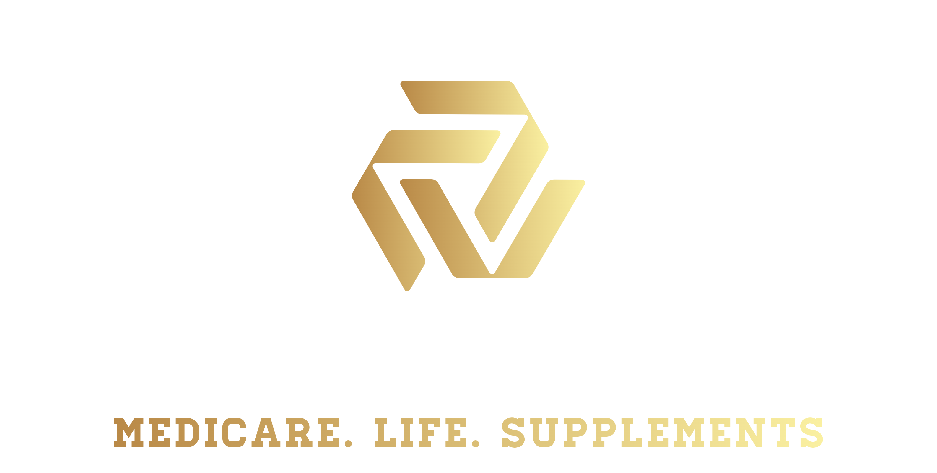 Gold geometric logo for Medicare, Life, and Supplements.