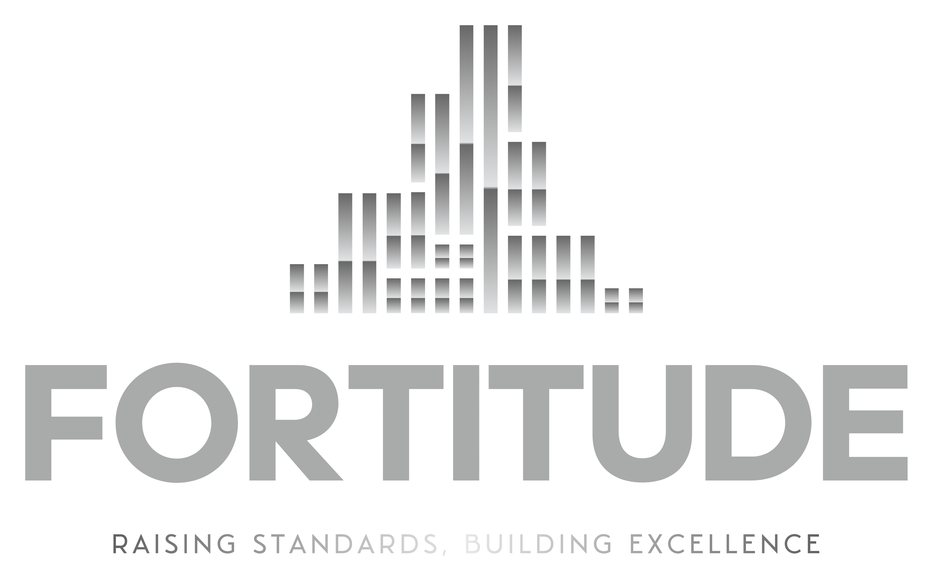 Fortitude logo with stylized skyscraper and the tagline: Raising Standards, Building Excellence.