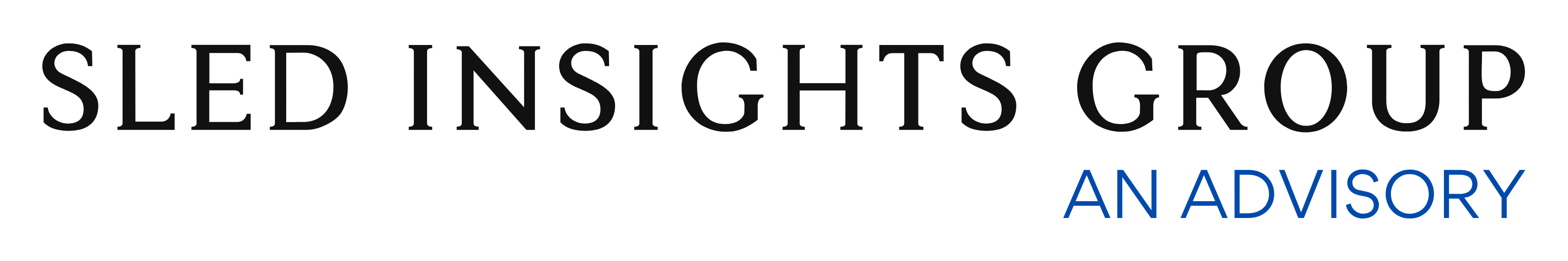Logo for SLED Insights Group, an Advisory. The text is in black, with 