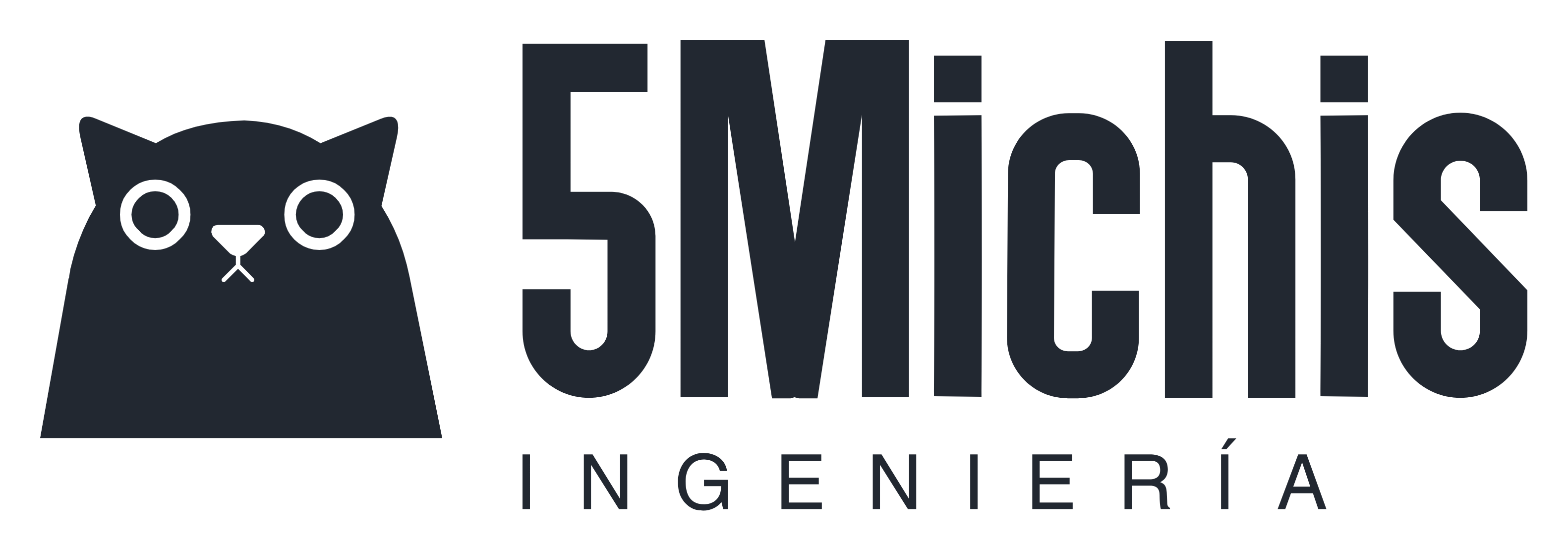 5Michis Ingeniería logo with a black cat icon and gray text on a white background