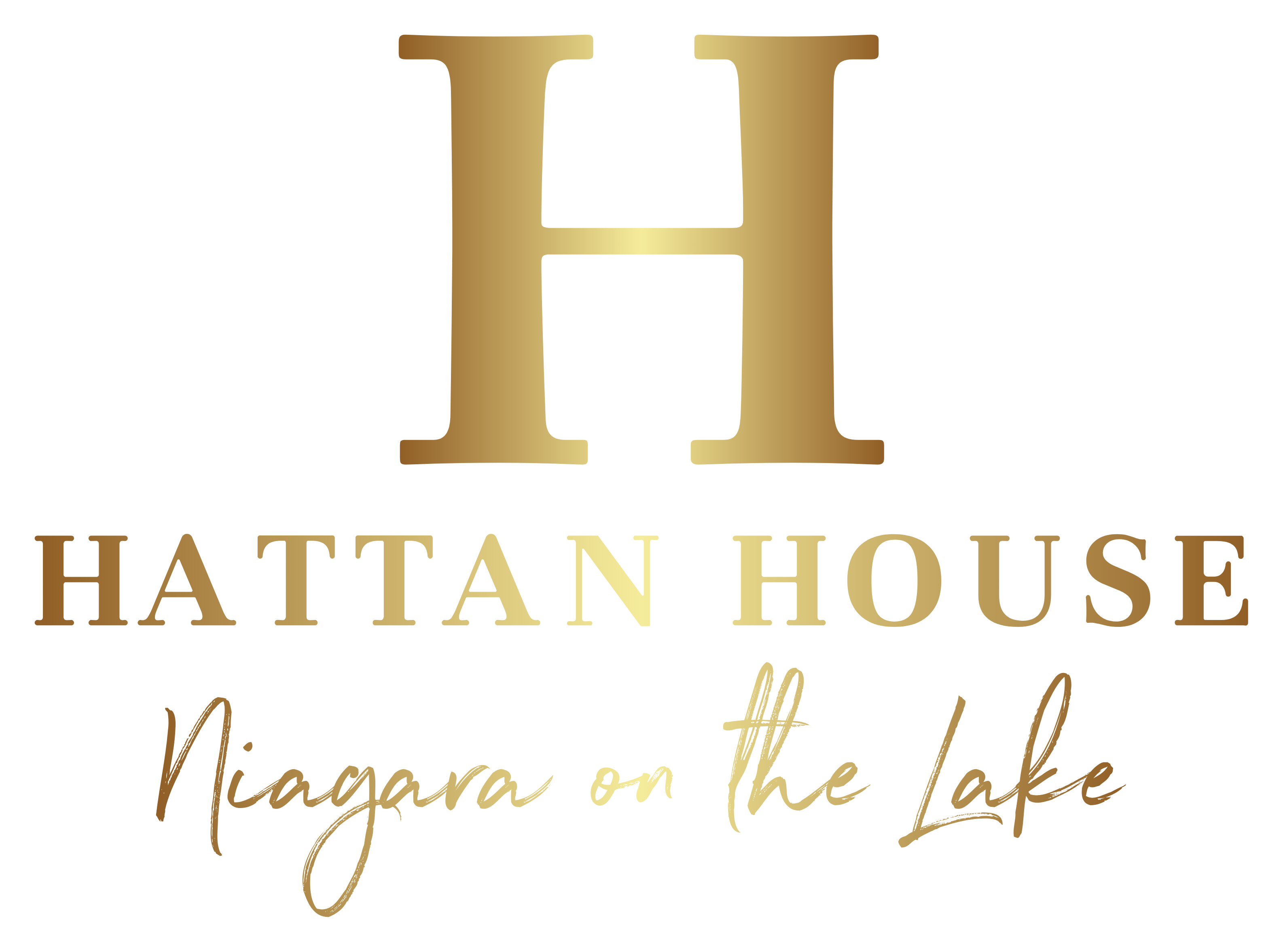 Gold logo for Hattan House, Niagara on the Lake. Large letter 
