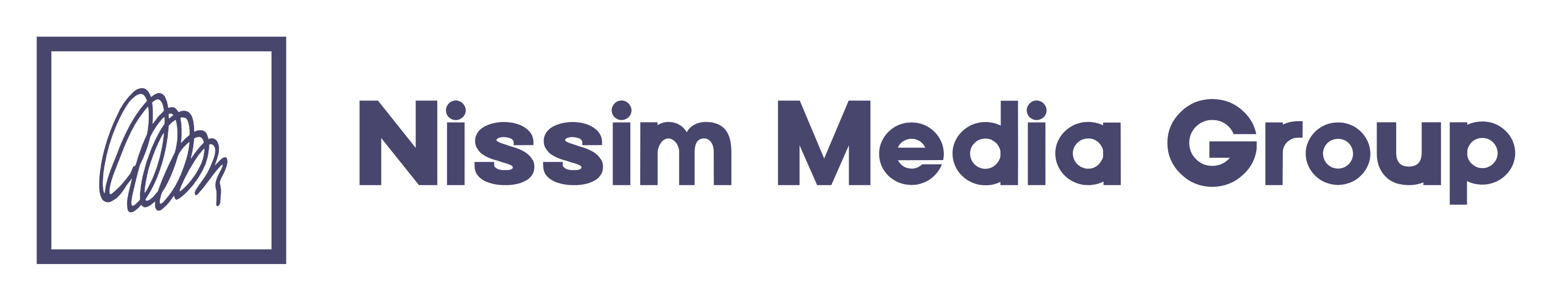 Nissim Media Group logo: text next to a square with a drawing inside.