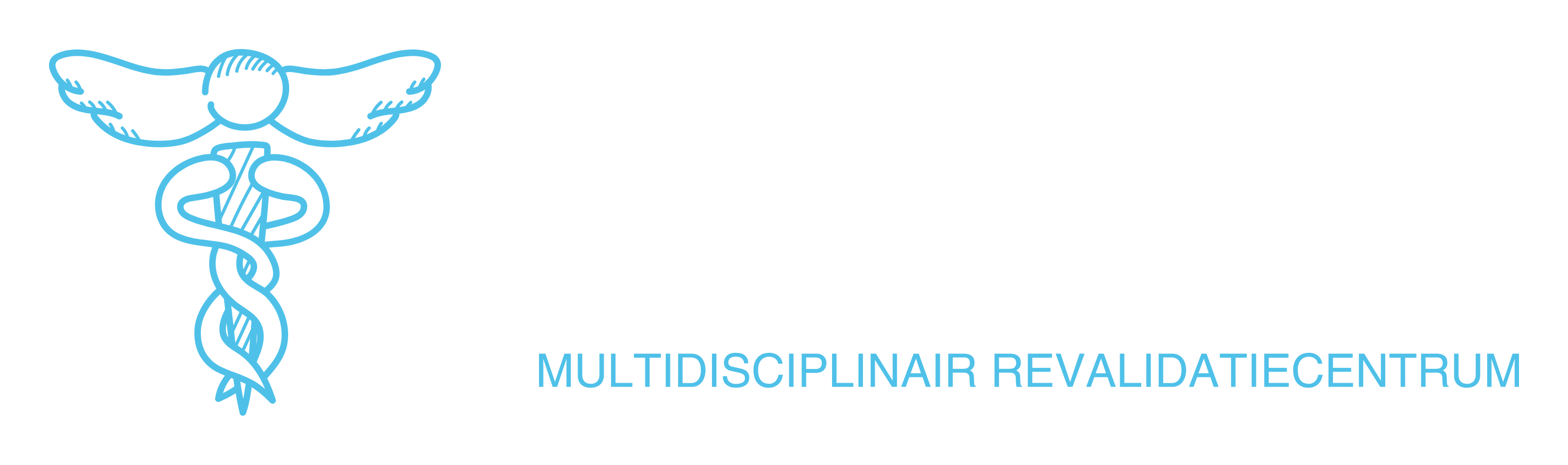 Light blue caduceus symbol with text 