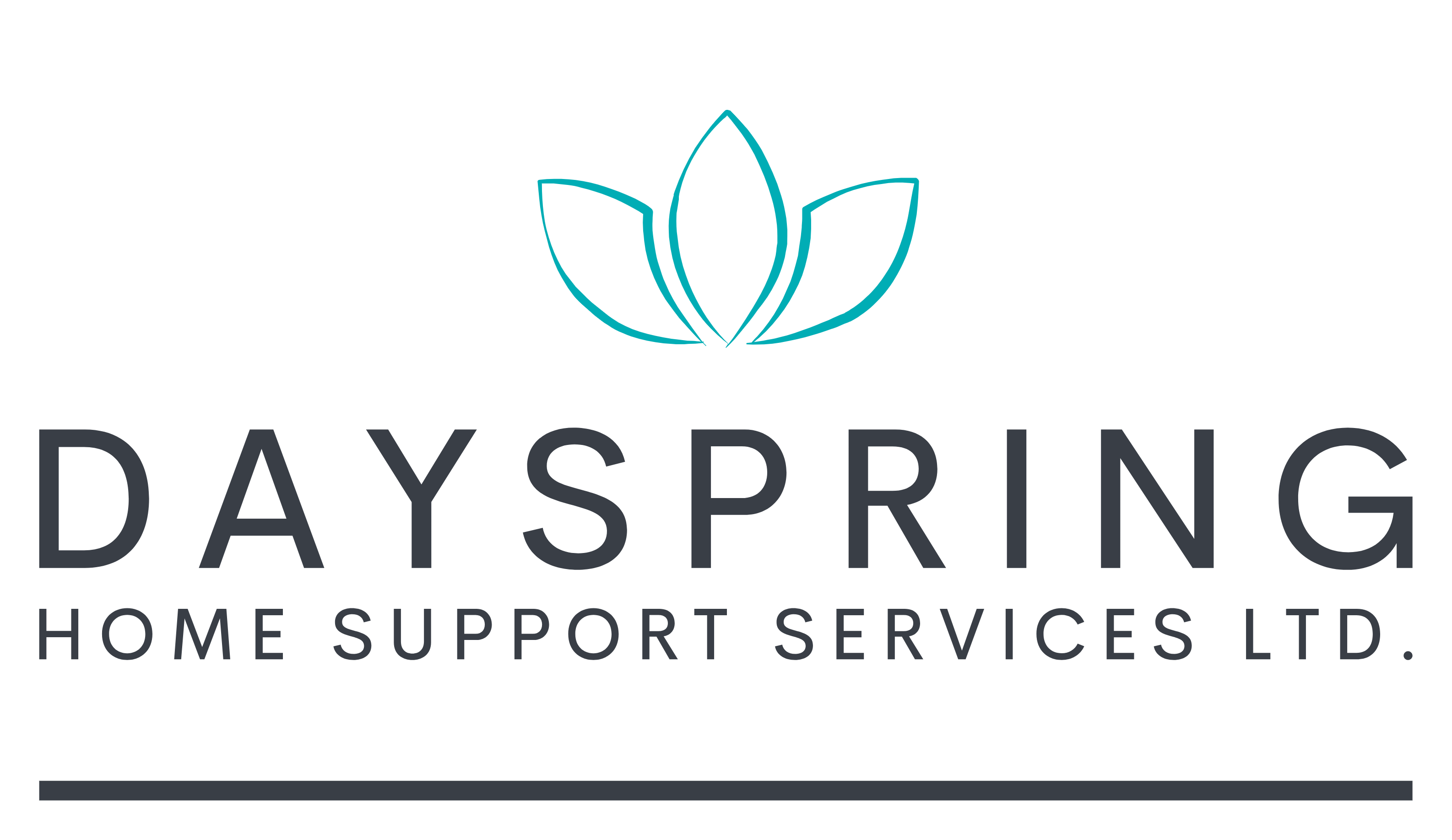 Logo for Dayspring Home Support Services Ltd.: Teal lotus above dark grey text.
