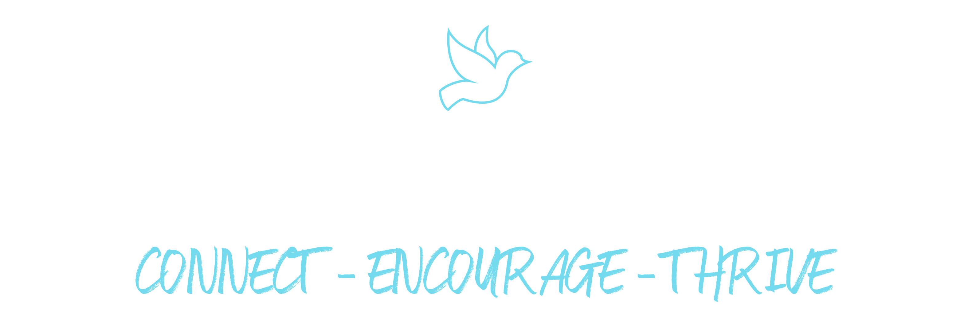 Logo with a teal dove above the words 