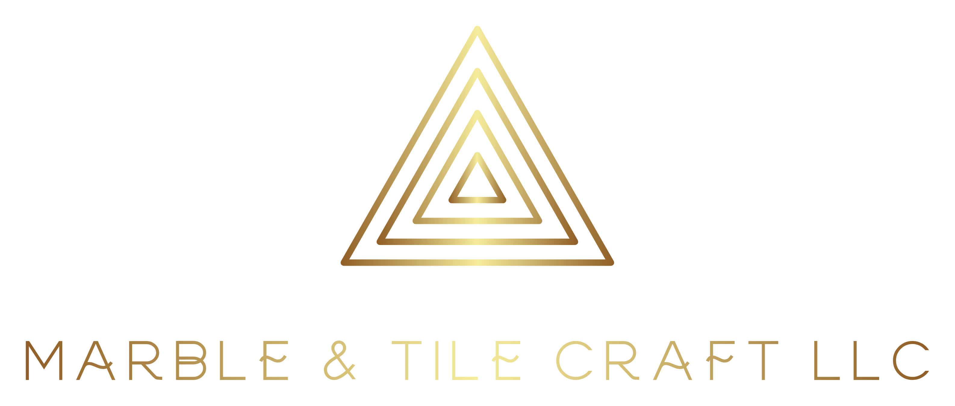 Gold triangle logo for Marble & Tile Craft LLC on white background.