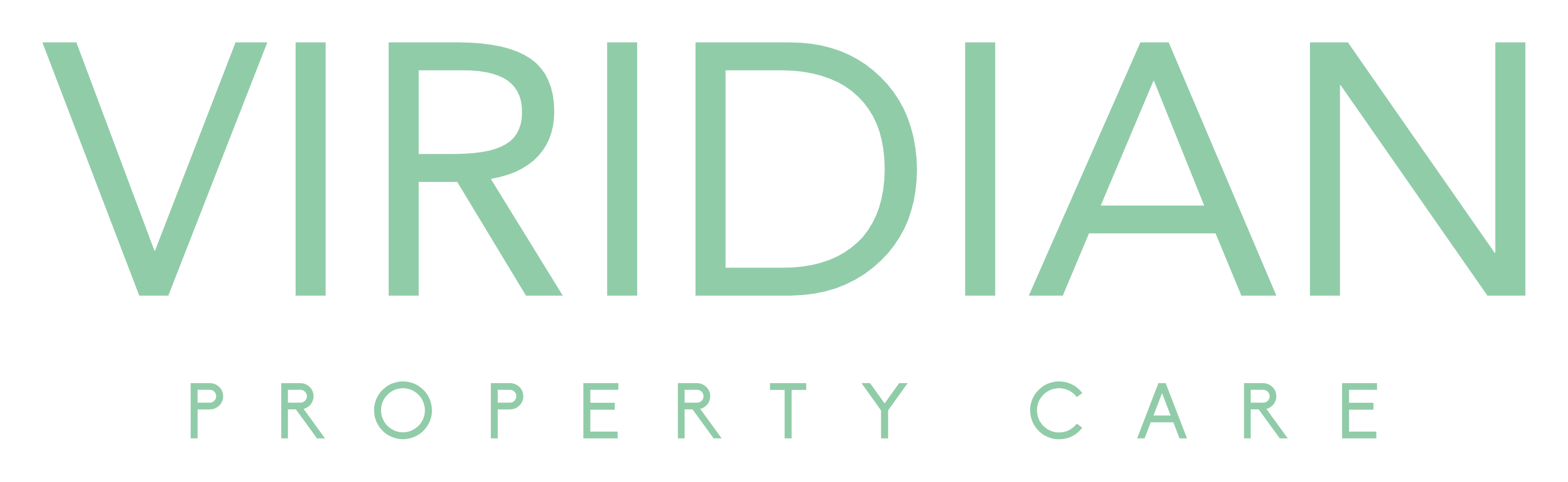 Viridian Property Care logo in light green.