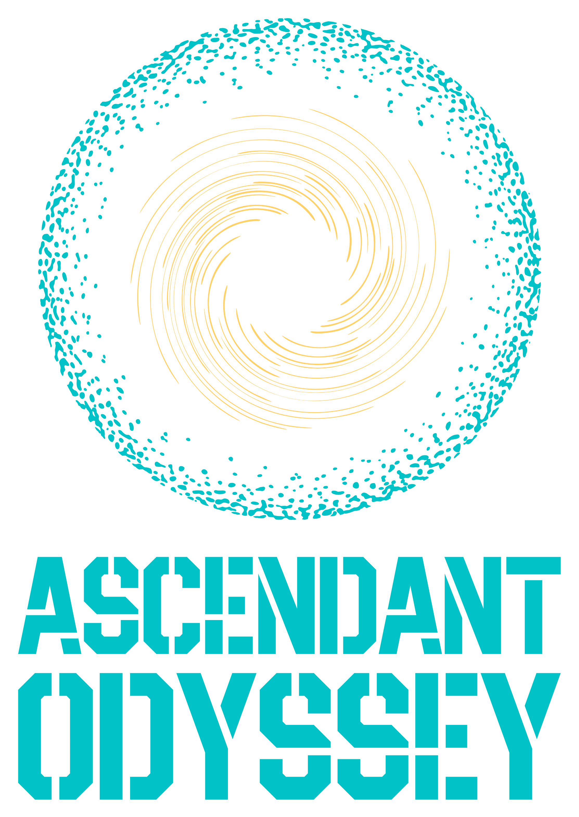 Turquoise and gold circular swirl logo above the text “ASCENDANT ODYSSEY”