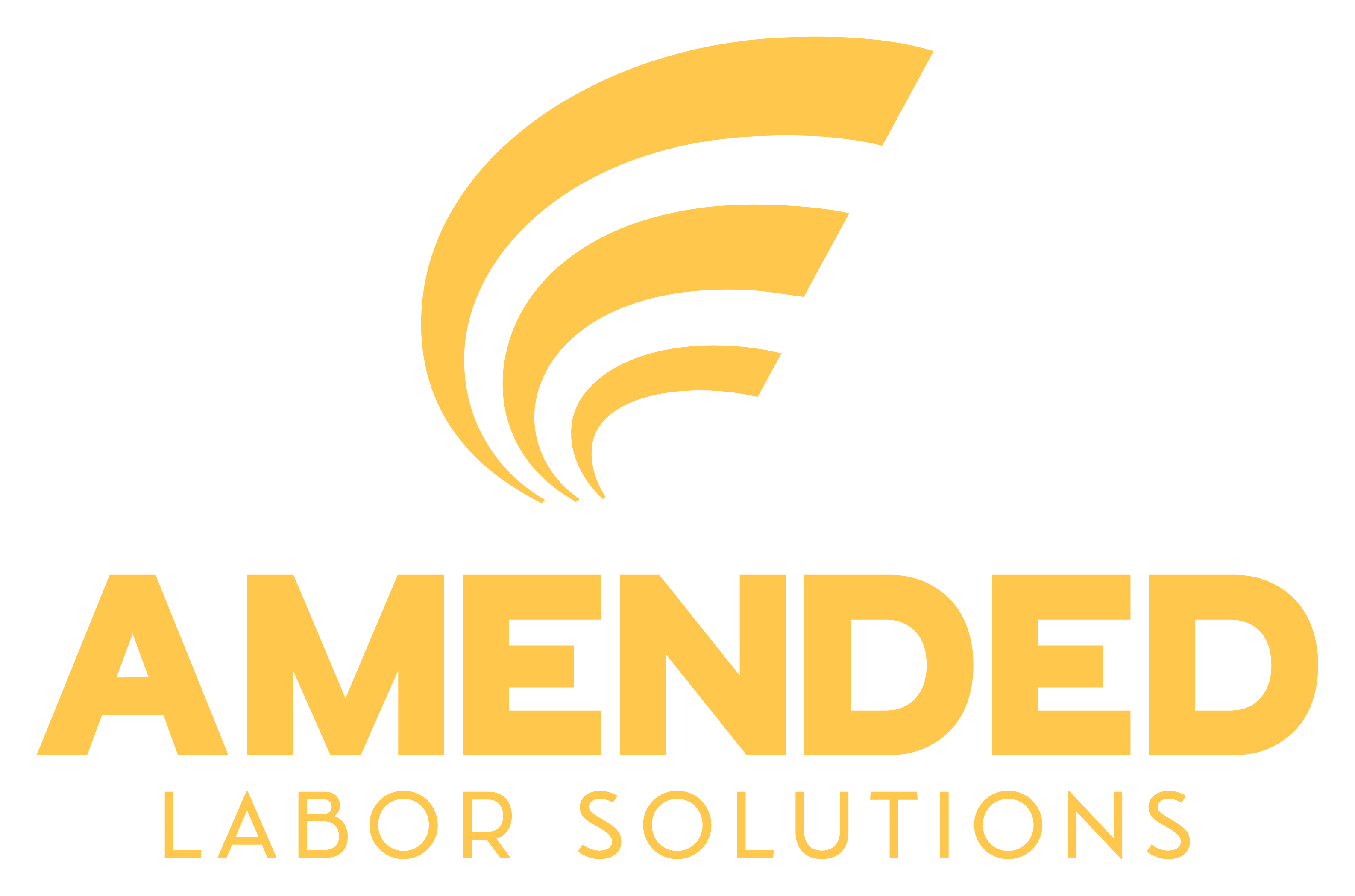 Gold-colored logo: stylized arc above the word 