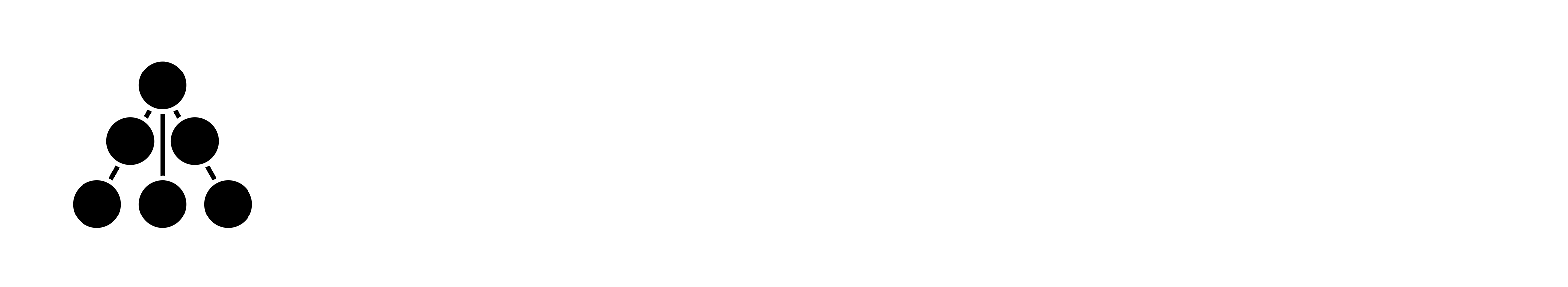 Black icon of company name on a white background