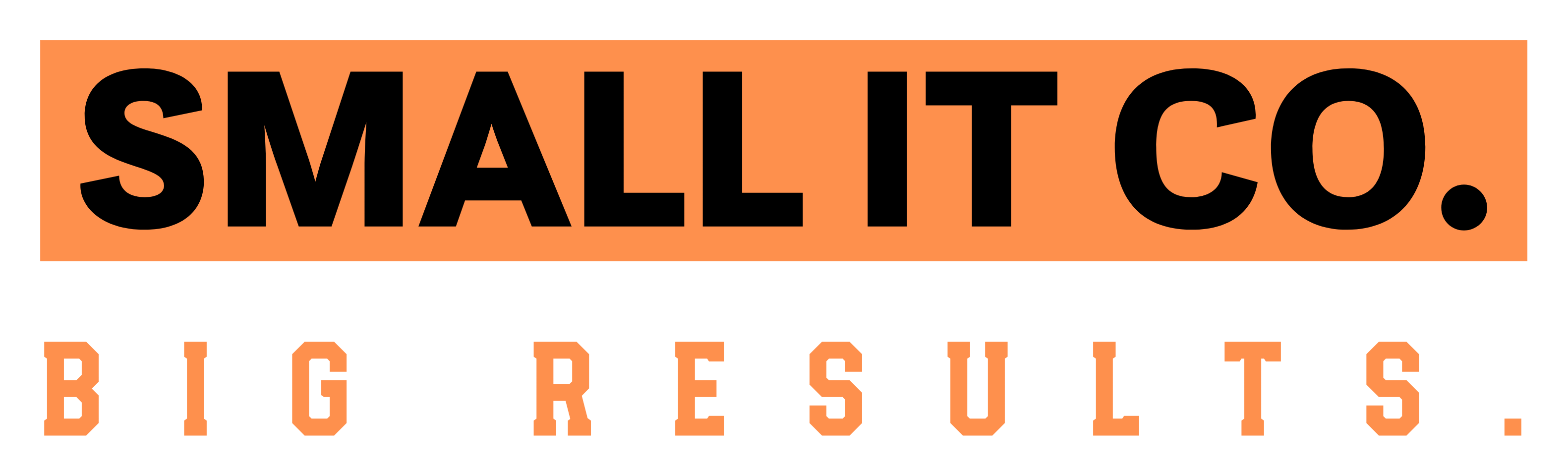 Logo reading “SMALL IT CO. BIG RESULTS.” in black and orange text on a white background